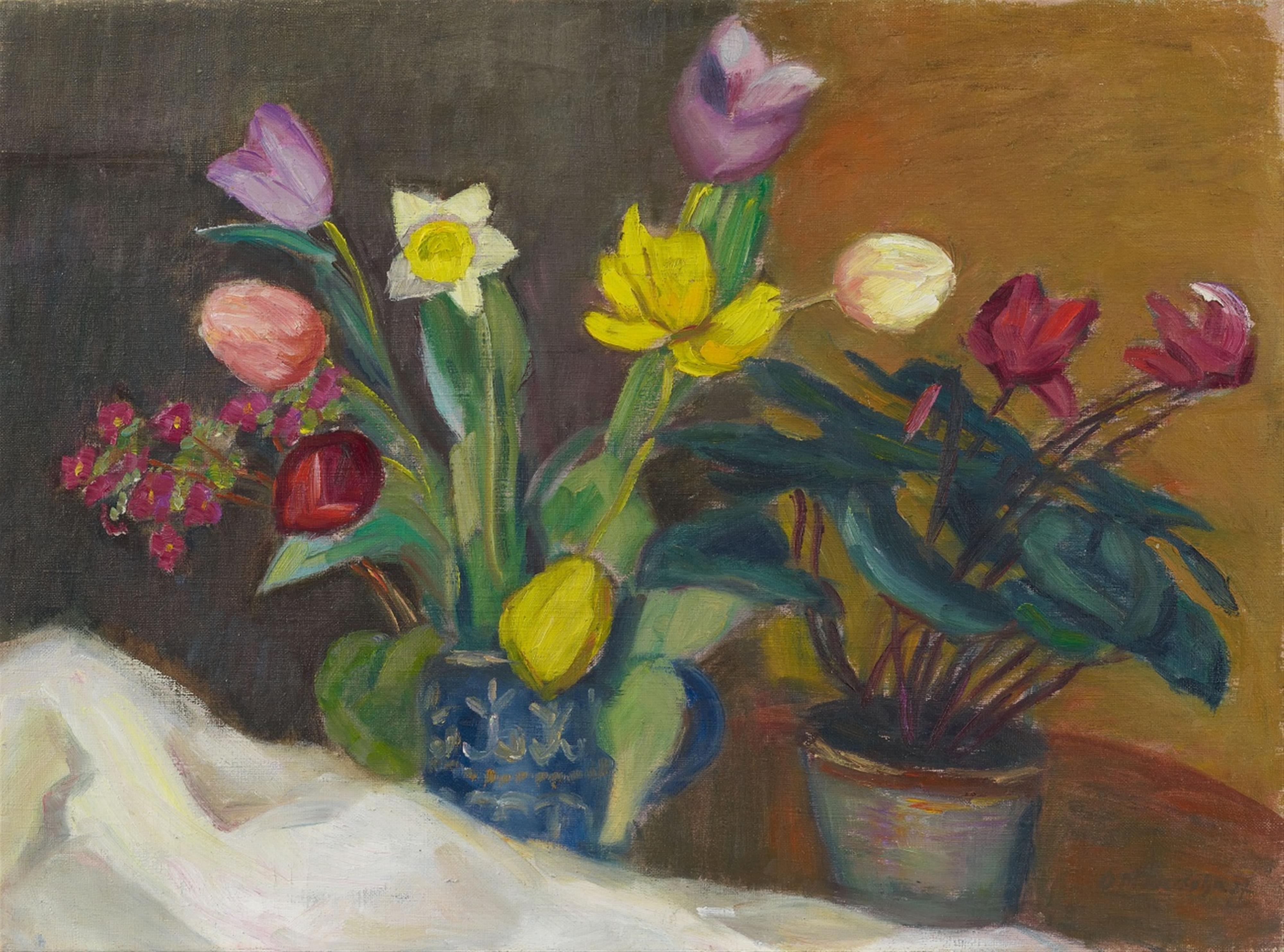Otto Modersohn - Alpenveilchen mit Frühlingsblumen - image-1