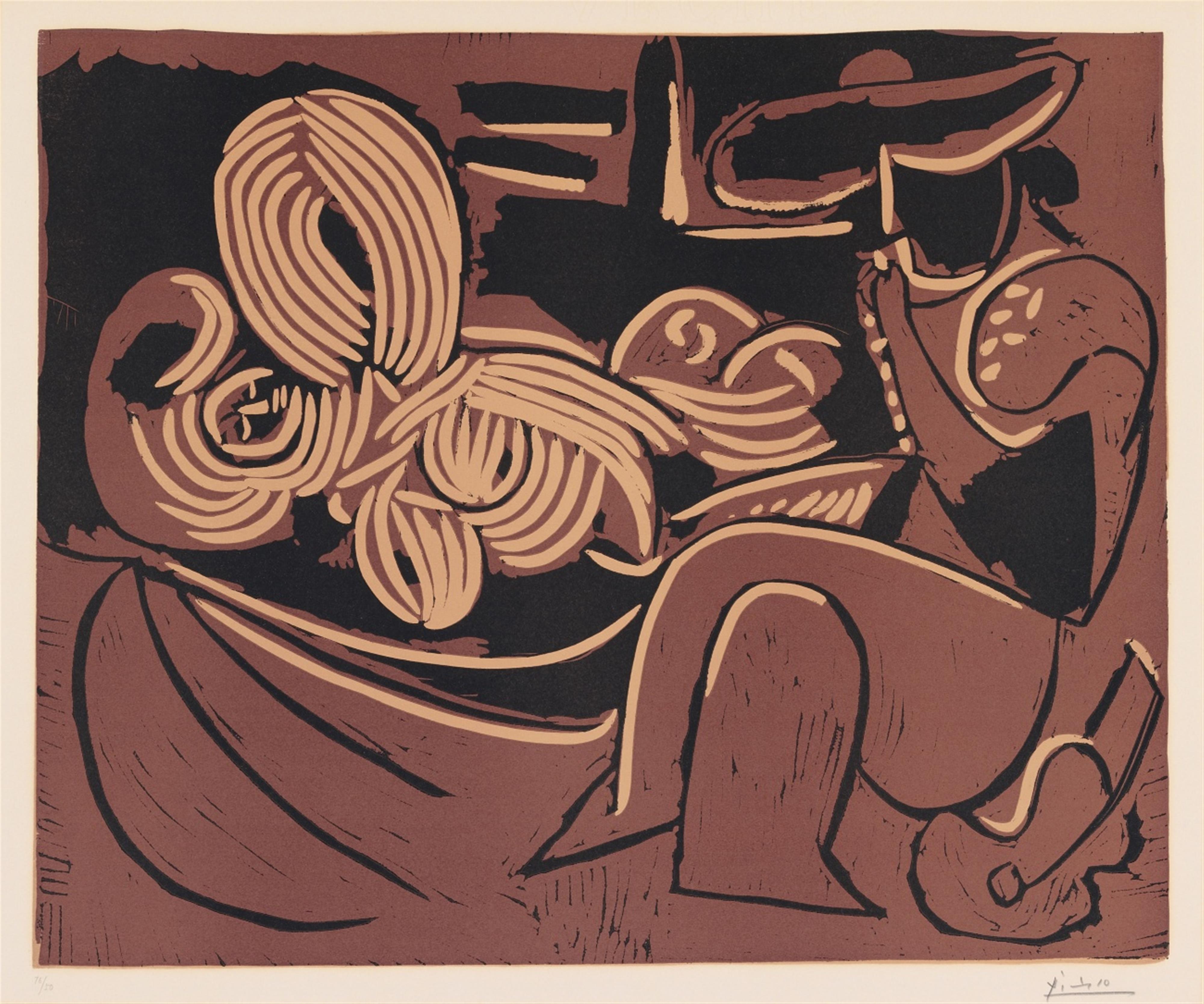 Pablo Picasso - Femme couchée et Homme à la Guitare - image-1