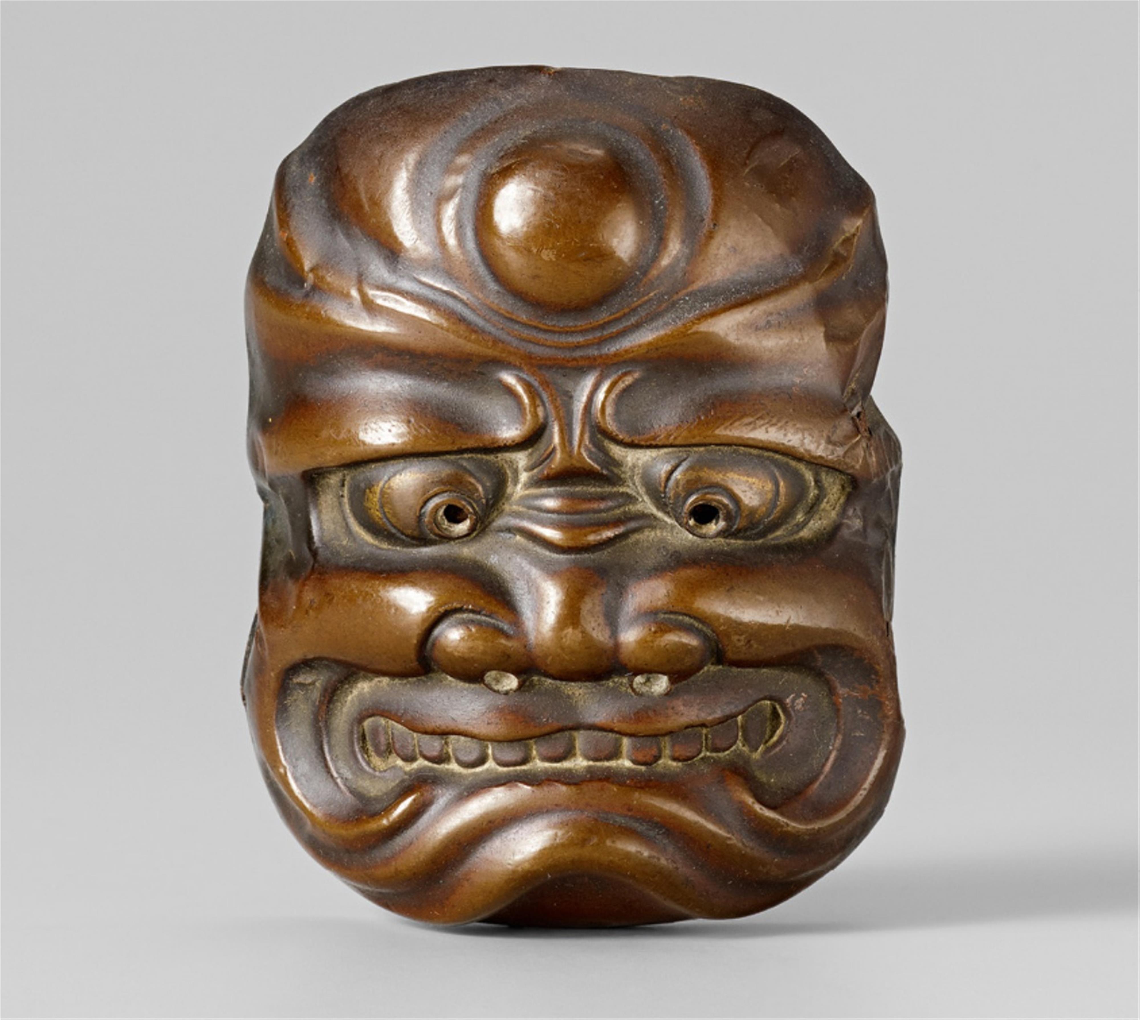 Three metal mask netsuke. 19th century - image-1