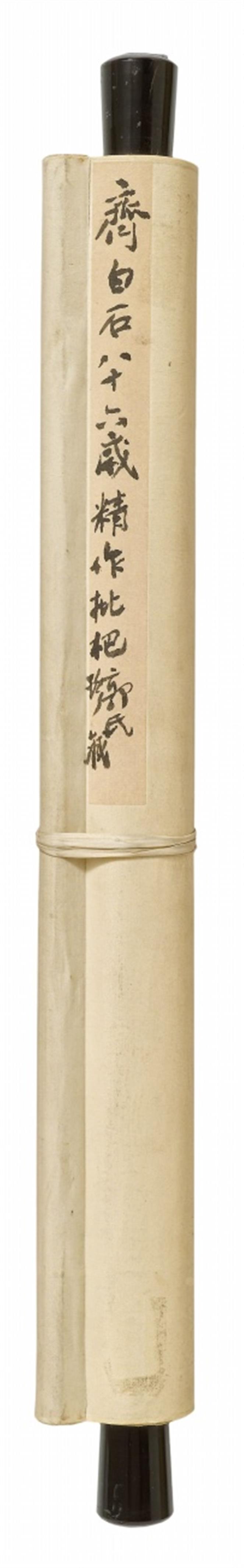 Qi Baishi - Mispeln. Hängerolle. Tusche und Farben auf Papier. Aufschrift, sign.: Qi Huang Baishi und Siegel: Qi da. - image-4