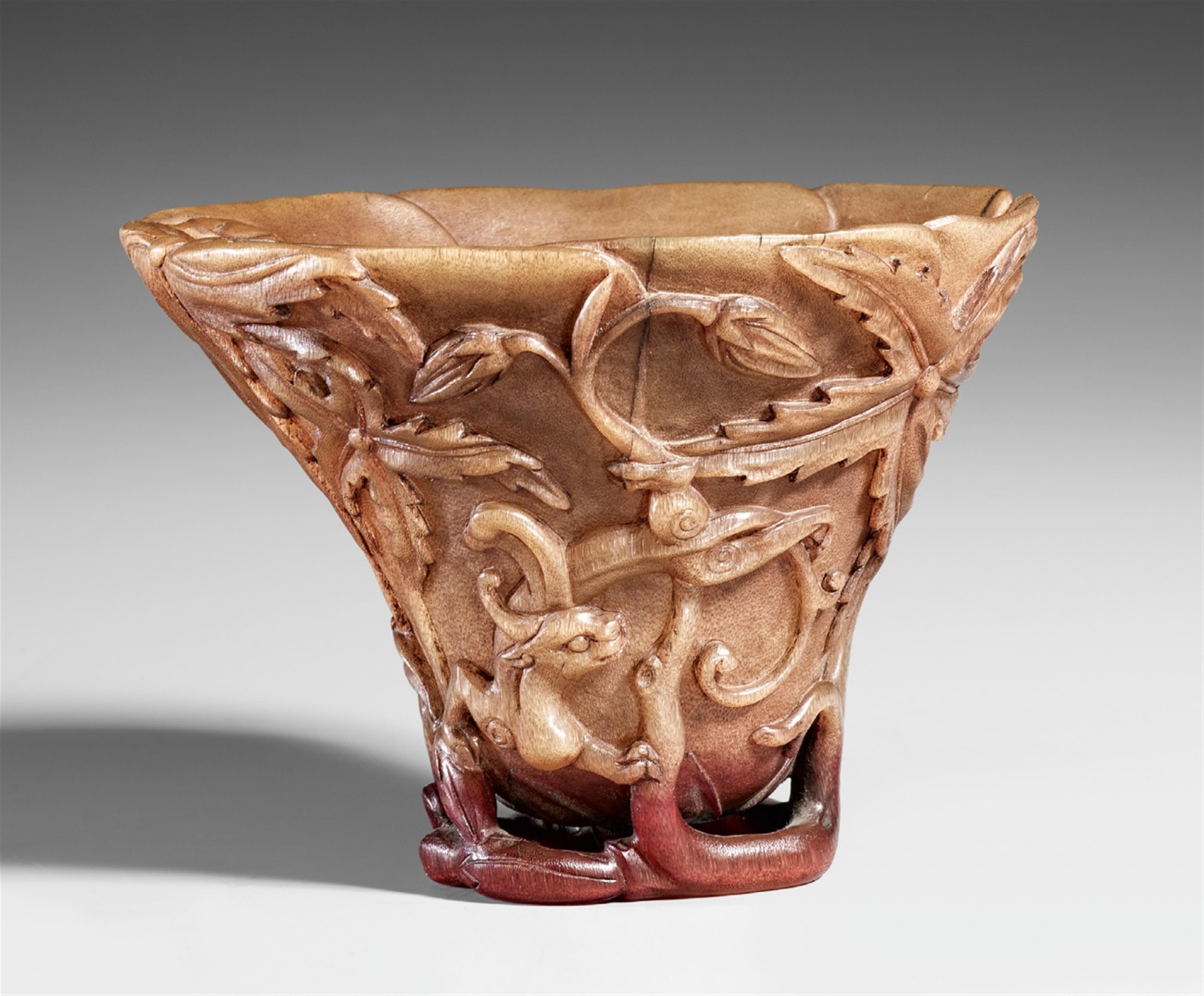 A rhinoceros horn libation cup. 19th/20th century - image-1