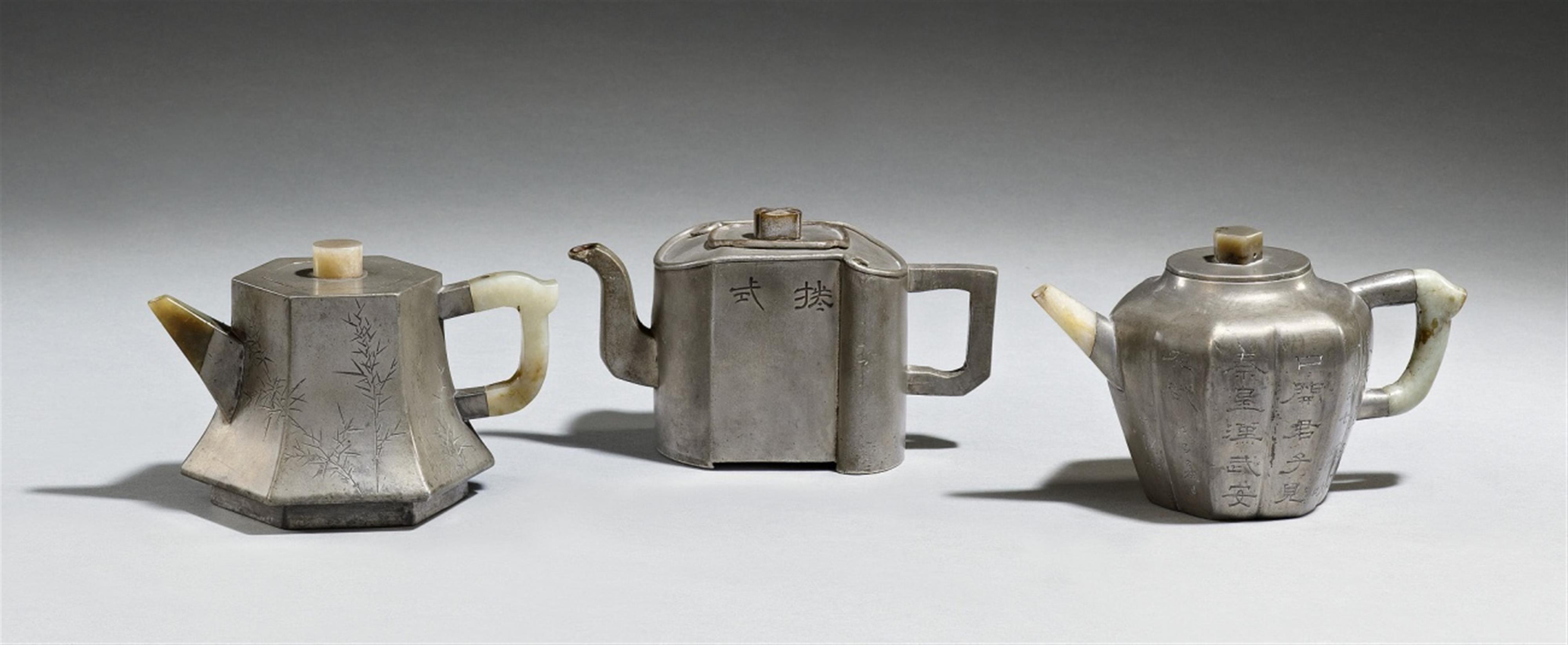 A group of three paktong teapots. 19th century - image-2