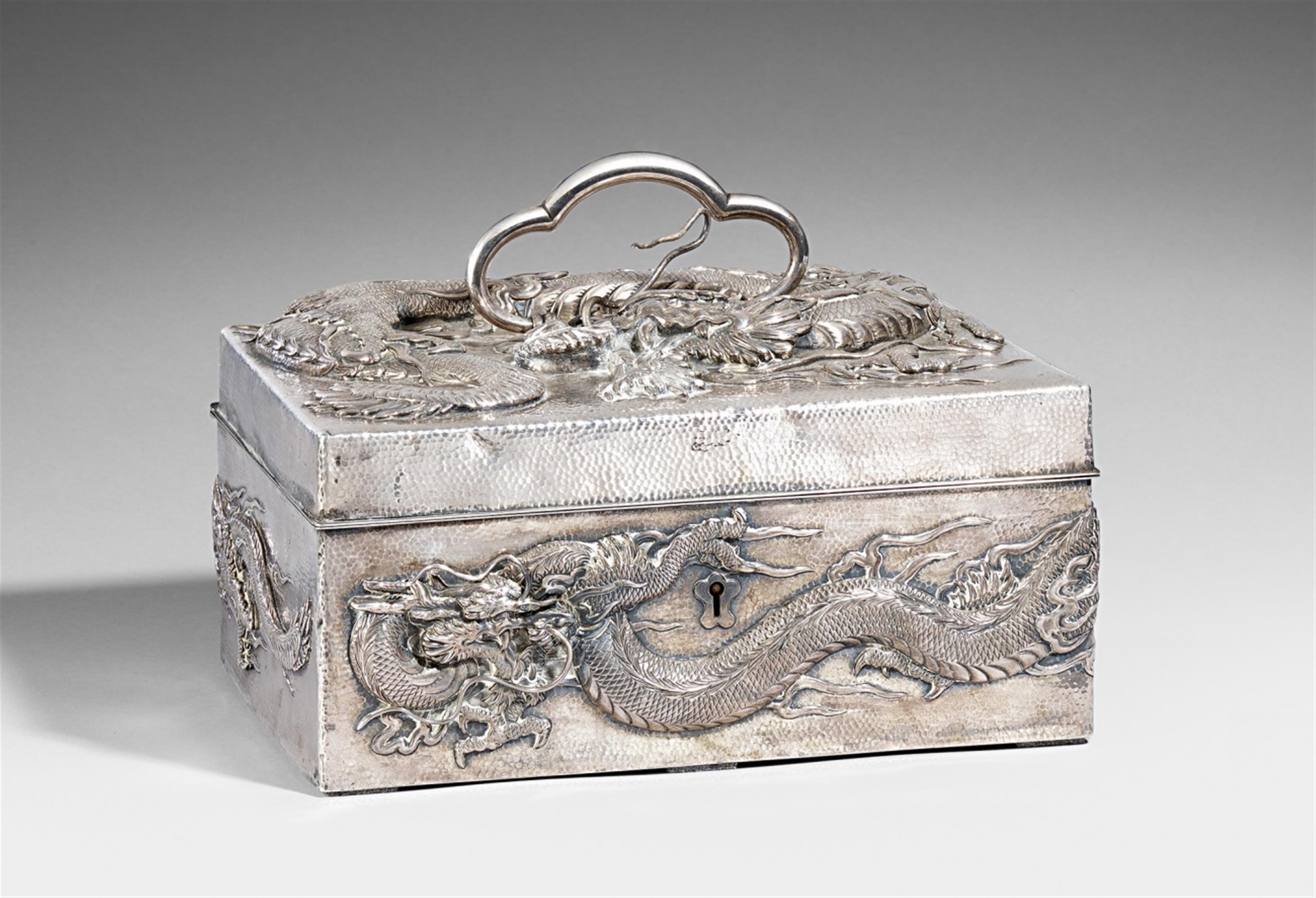 A large wood and silver box. Around 1900 - image-1