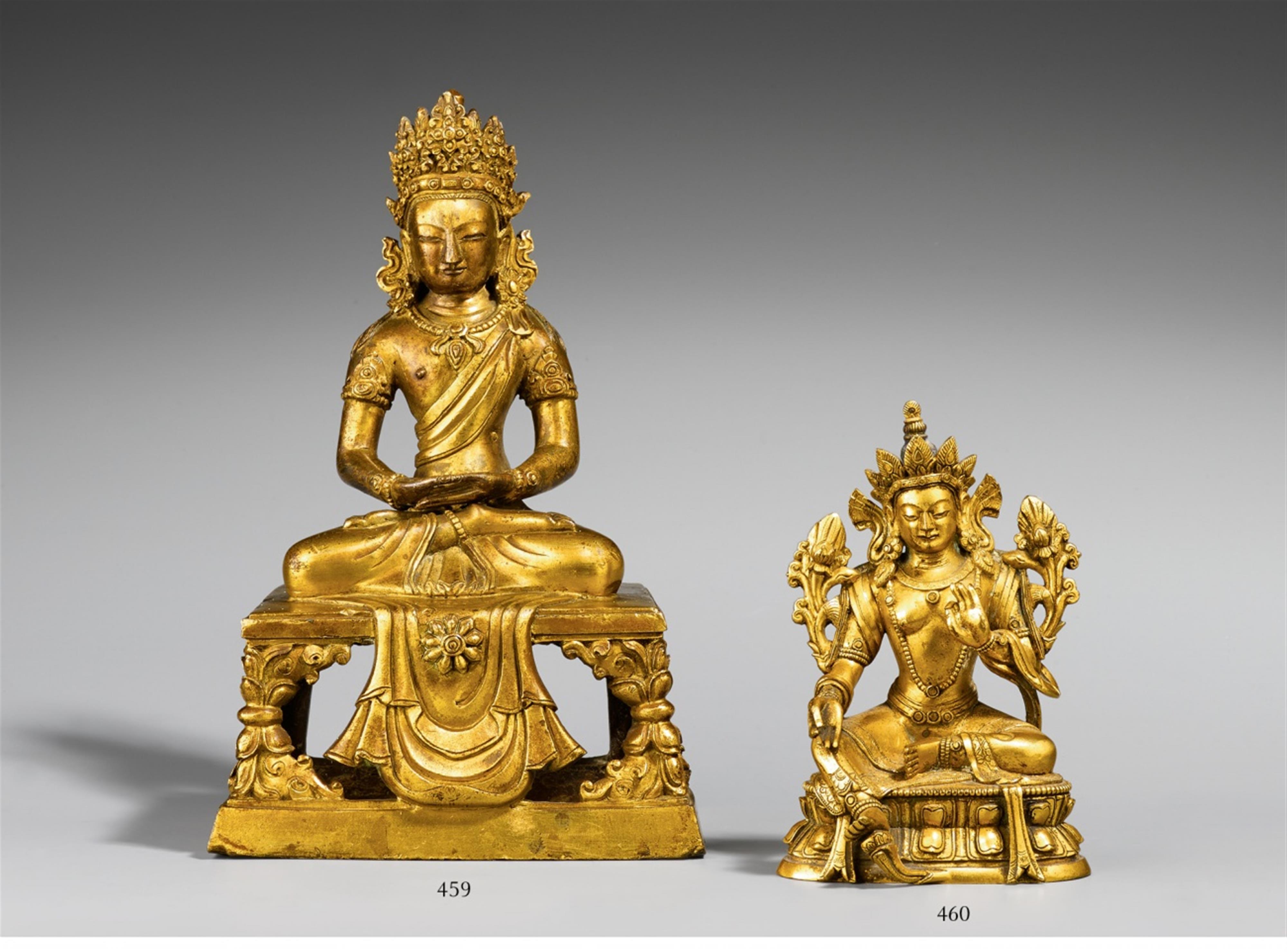 Buddha Amitayus. Feuervergoldete Bronze. Sinotibetisch. Qianlong-Periode, ca. 1770 - image-1