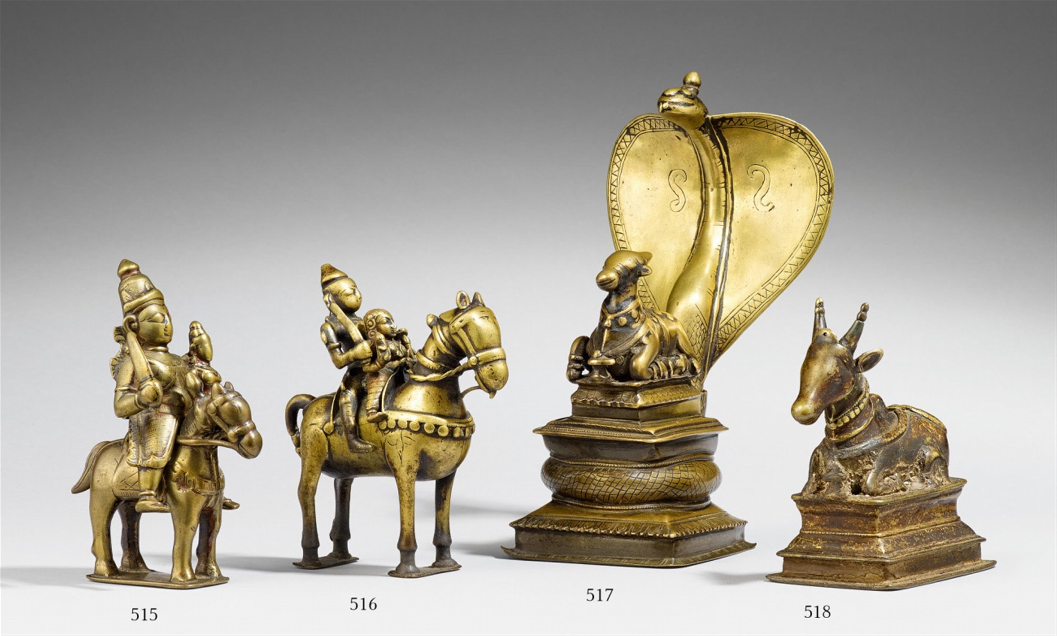 A Maharashtra/Karnataka brass figure of Khandoba and Mhalsa. 18th/19th century - image-1