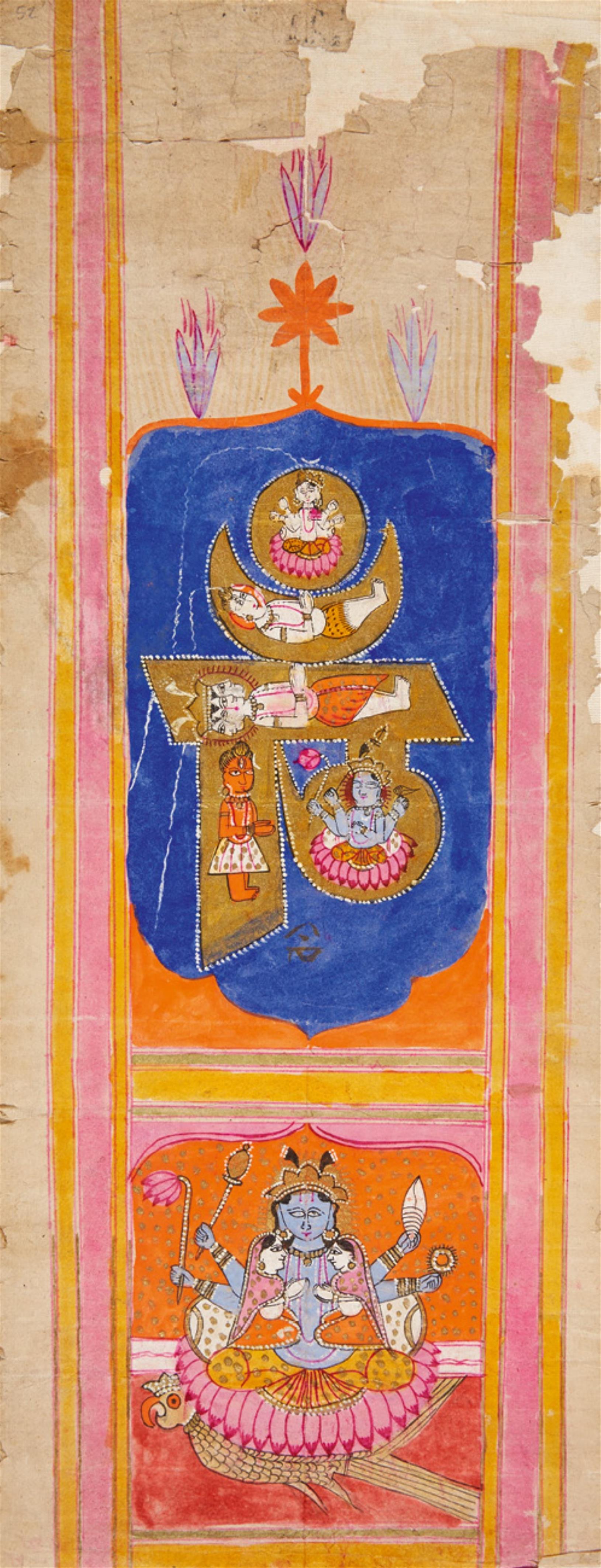 Sechs großformatige Malereien bzw. Buchillustrationen. Rajasthan und Kaschmir. - image-1