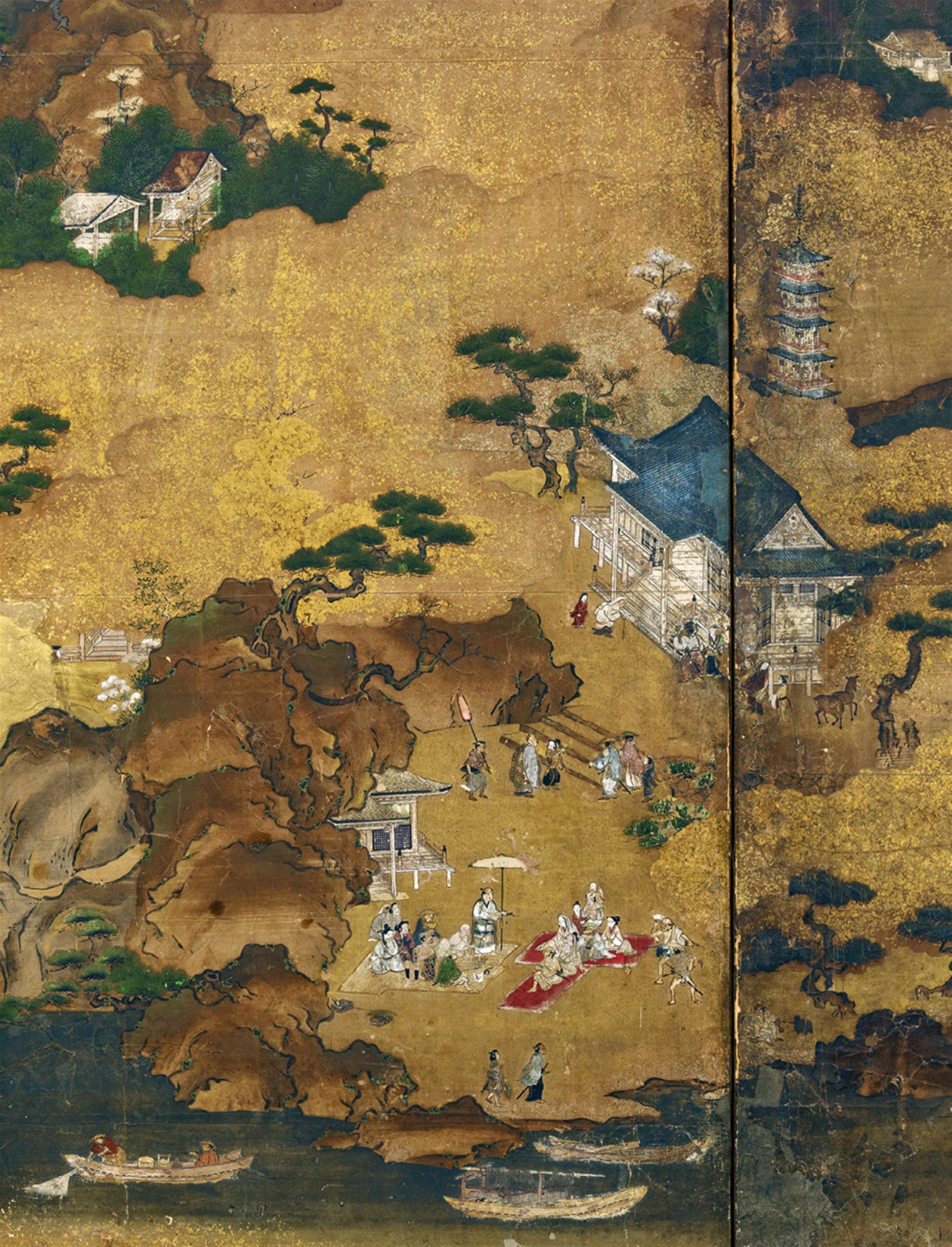 Anonymous painter - A six-panel screen of Itsukushima by an anonymous painter. 17th/18th century - image-4