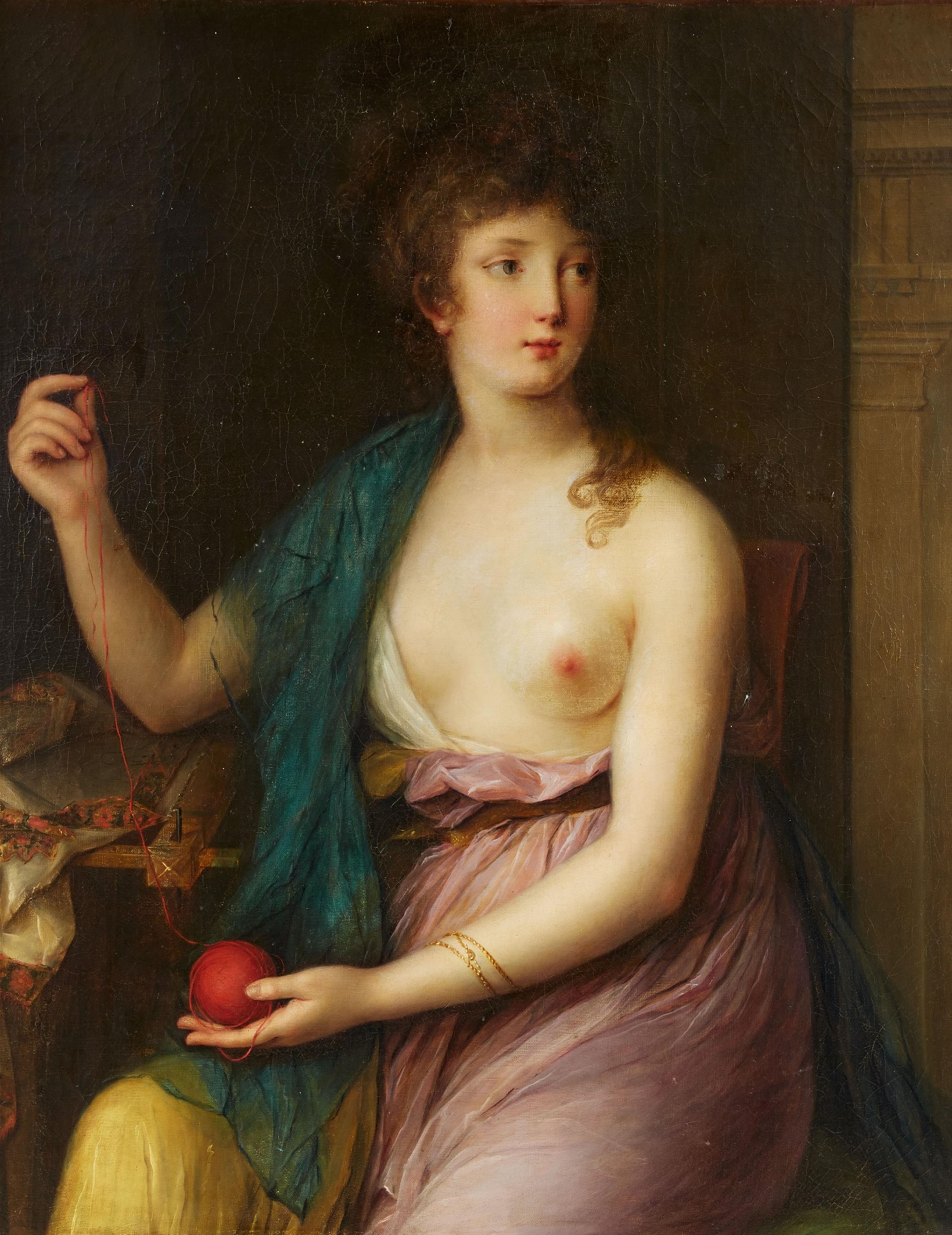 Französischer Meister um 1800/1820 - Junge Frau mit Webrahmen - image-1