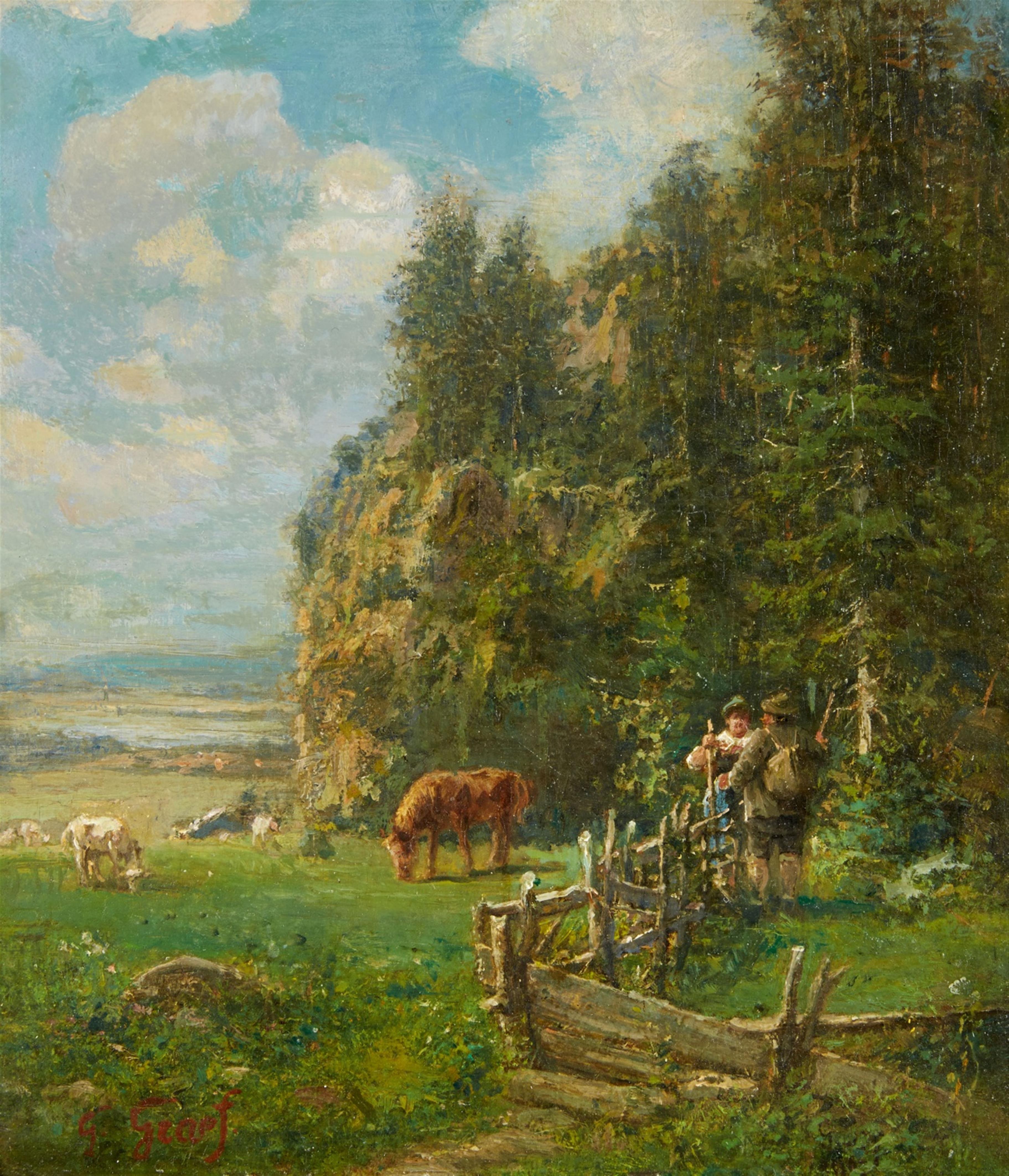 Gustav Graef - Sommerlandschaft mit Hirten und Wanderer - image-1