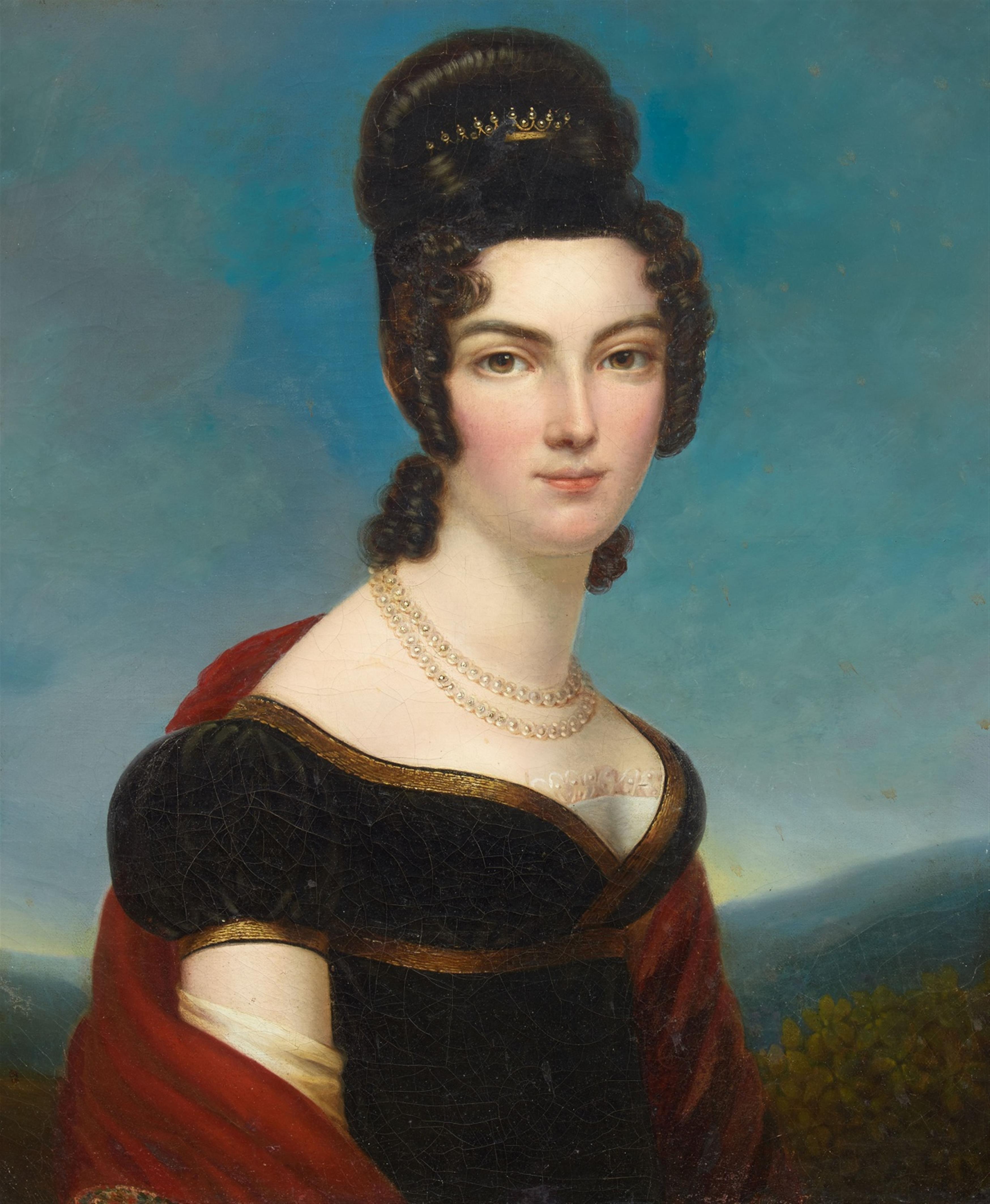 Unbekannter Künstler um 1810/1820 - Portrait einer Dame mit hochgesteckter Frisur - image-1