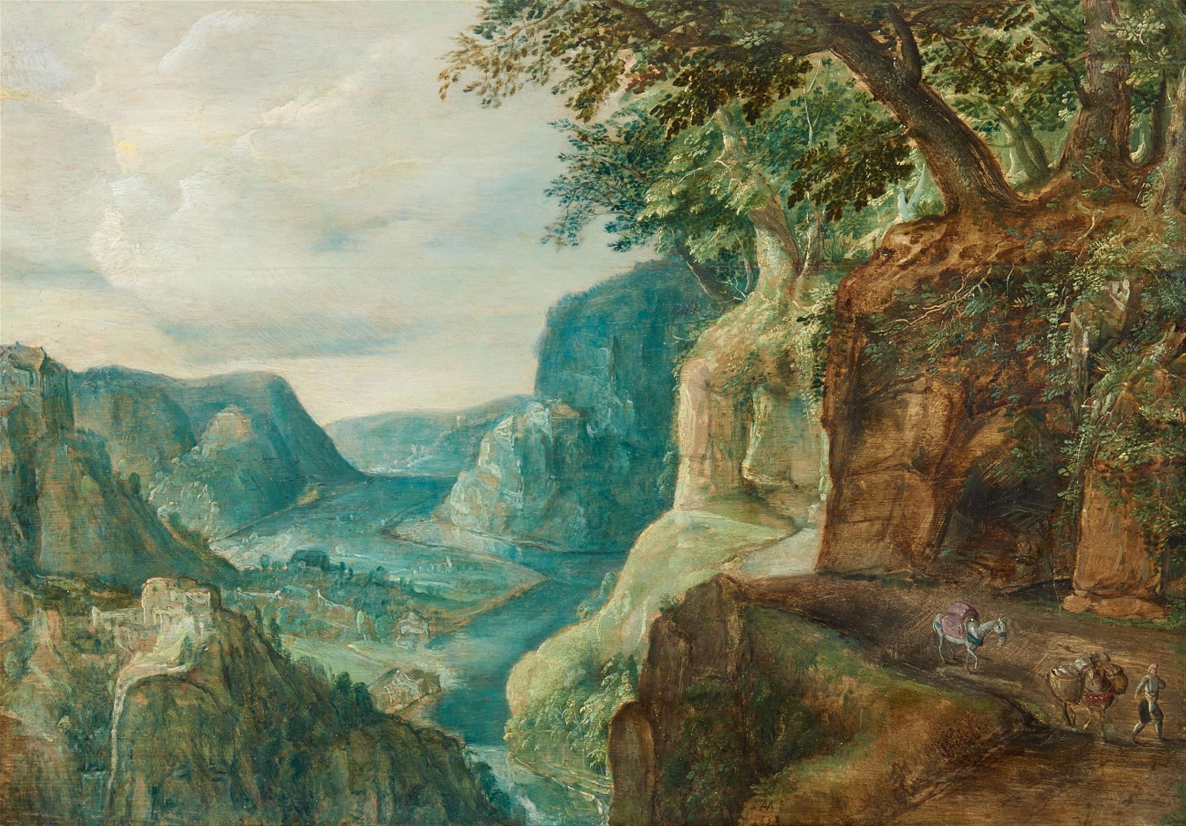 Joos de Momper, in the manner of - River Landscape with Traveller - image-1