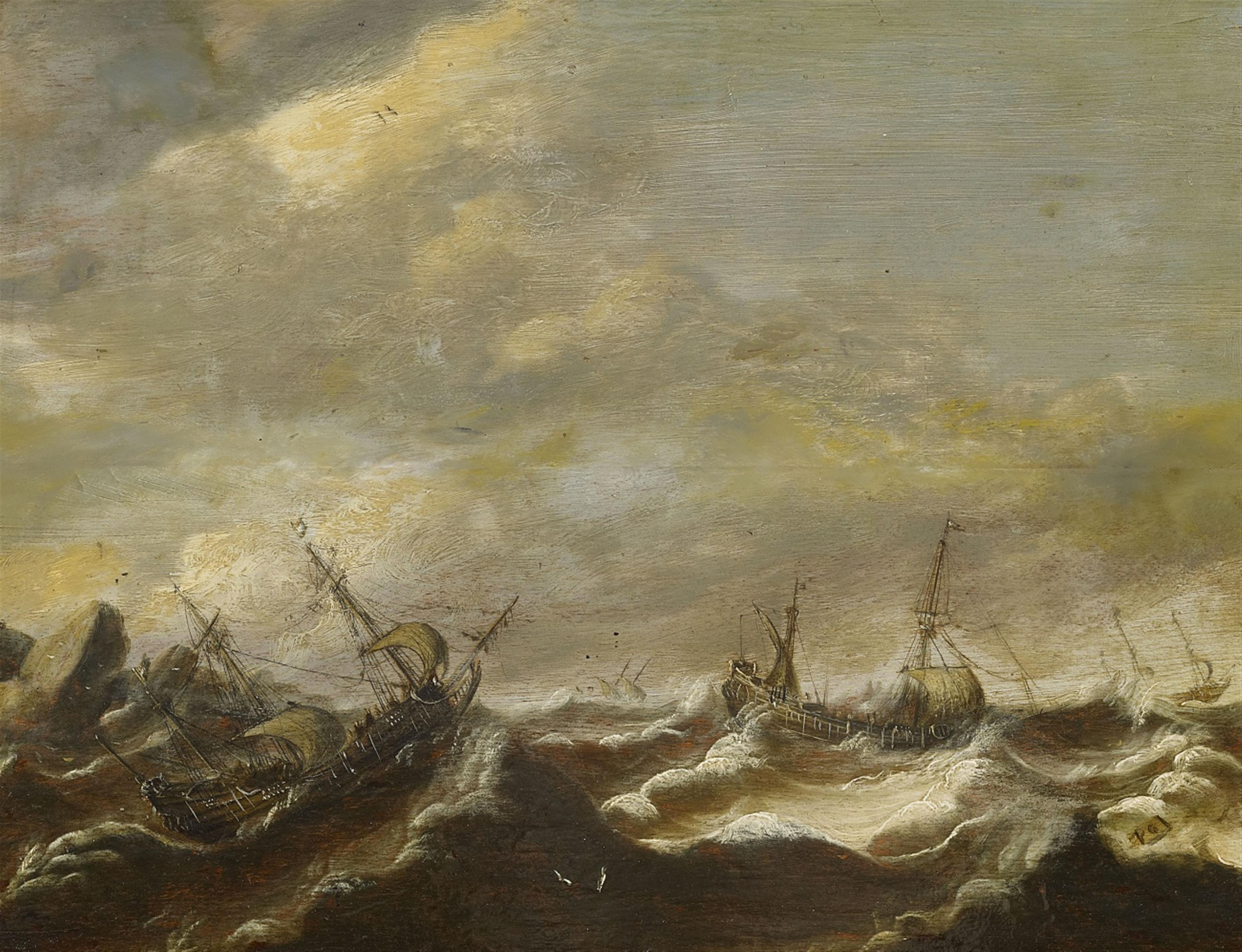 Niederländischer Meister der 2. Hälfte des 17. Jahrhunderts - Schiffe auf bewegter See - image-1
