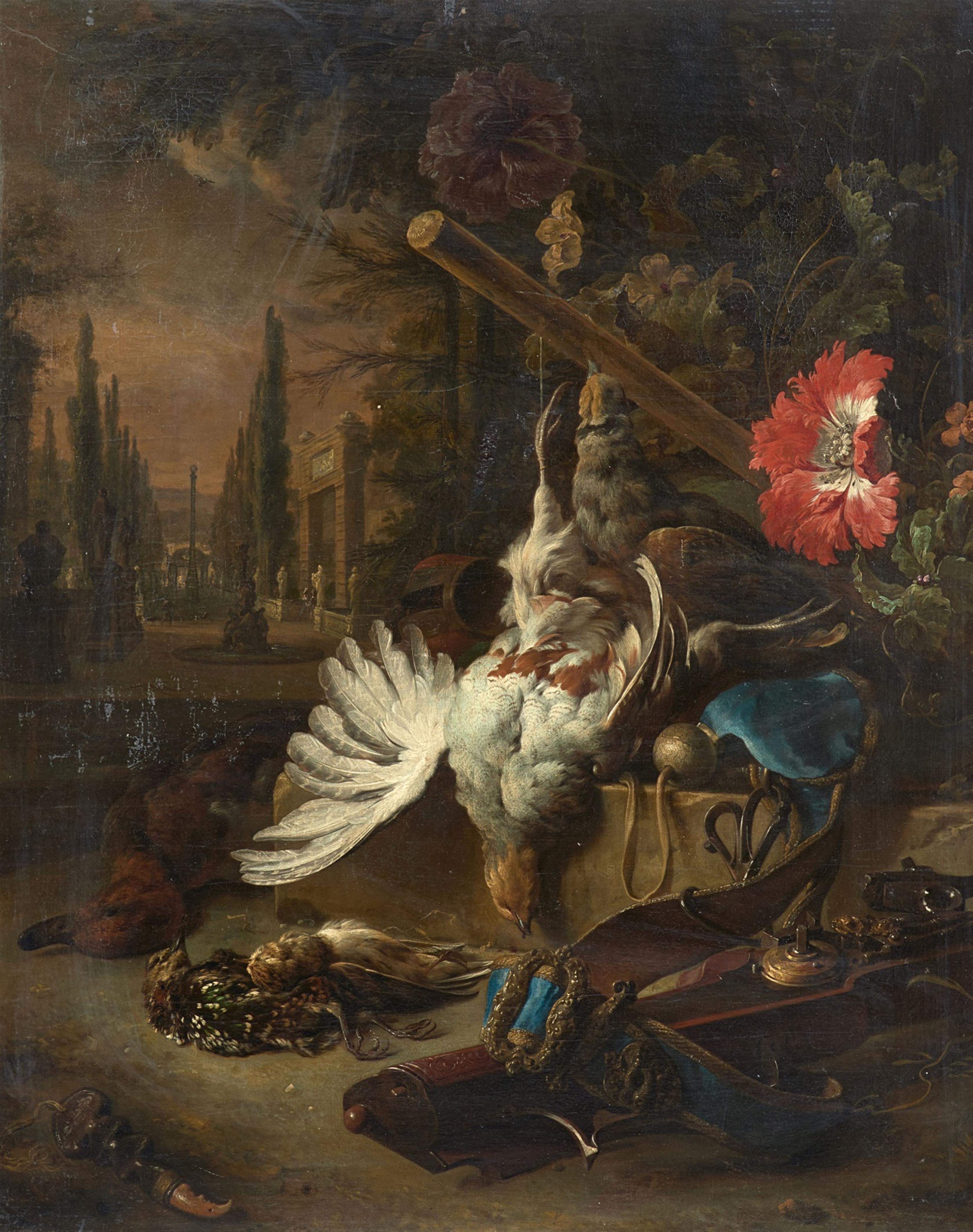 Jan Weenix, copy after - Still Life with Partridge in a Park Landscape - image-1