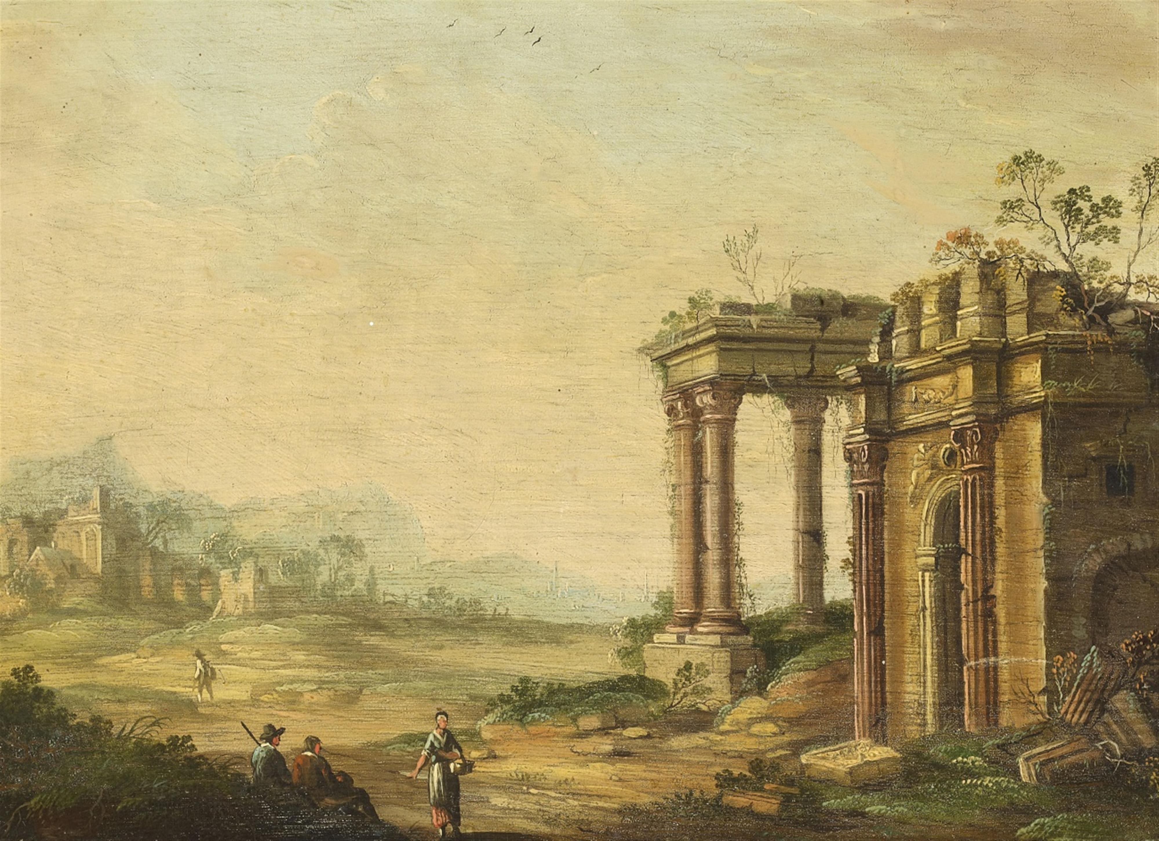 Deutscher Meister des 18. Jahrhunderts - Zwei südliche Landschaften mit antiken Ruinen - image-2