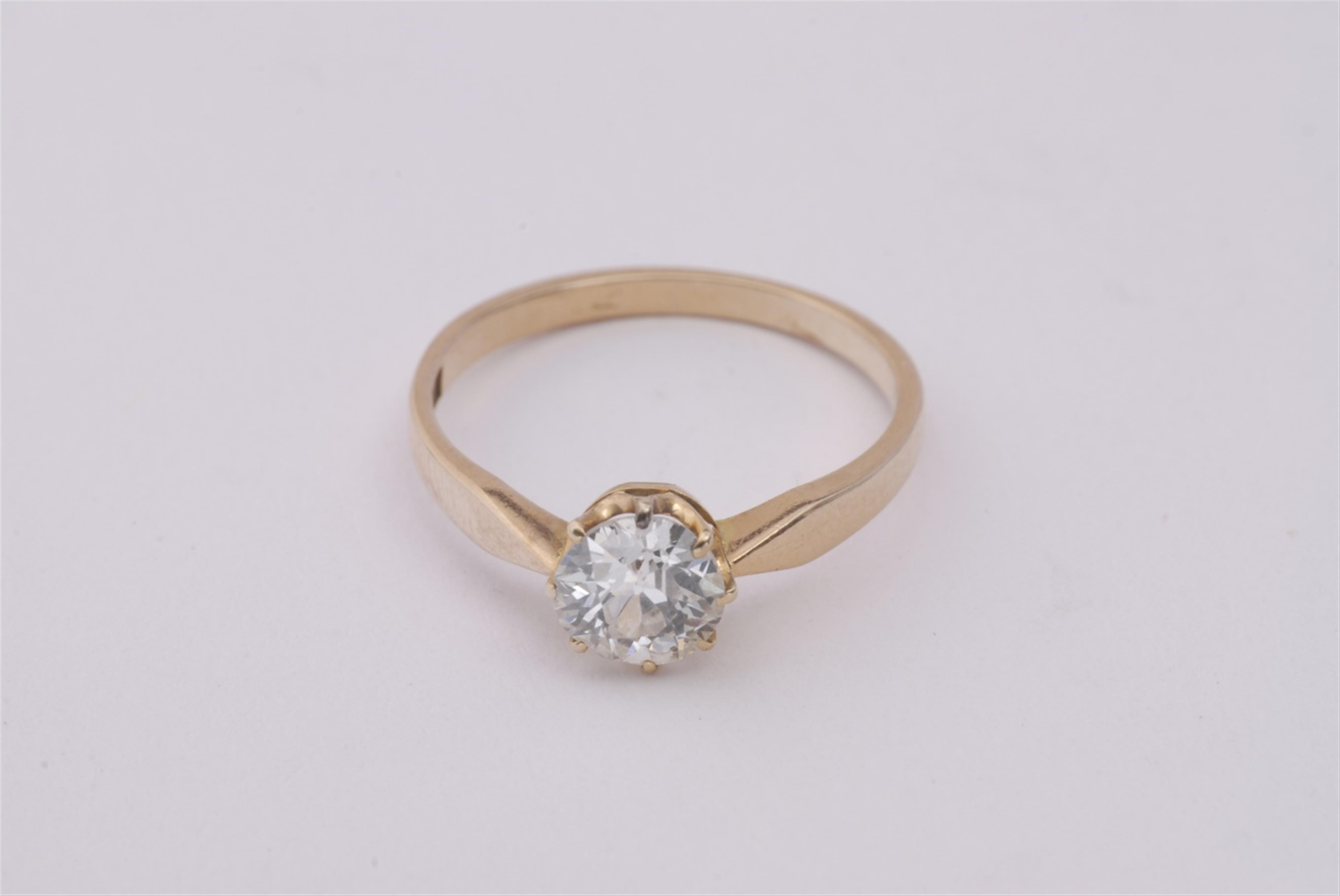 A 14k red gold Belle Epoque diamond solitaire ring. - image-1
