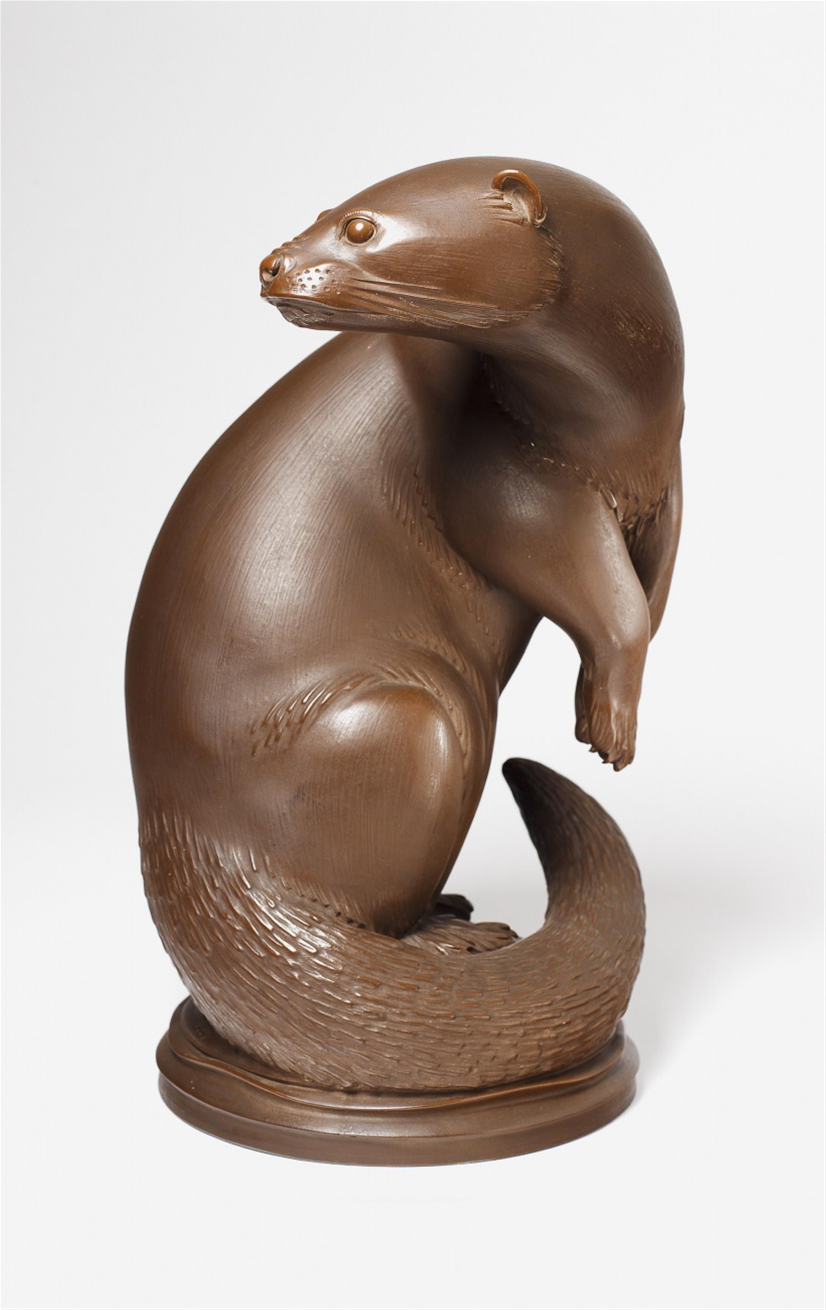 A Meissen red Böttger stoneware model of an otter. - image-1