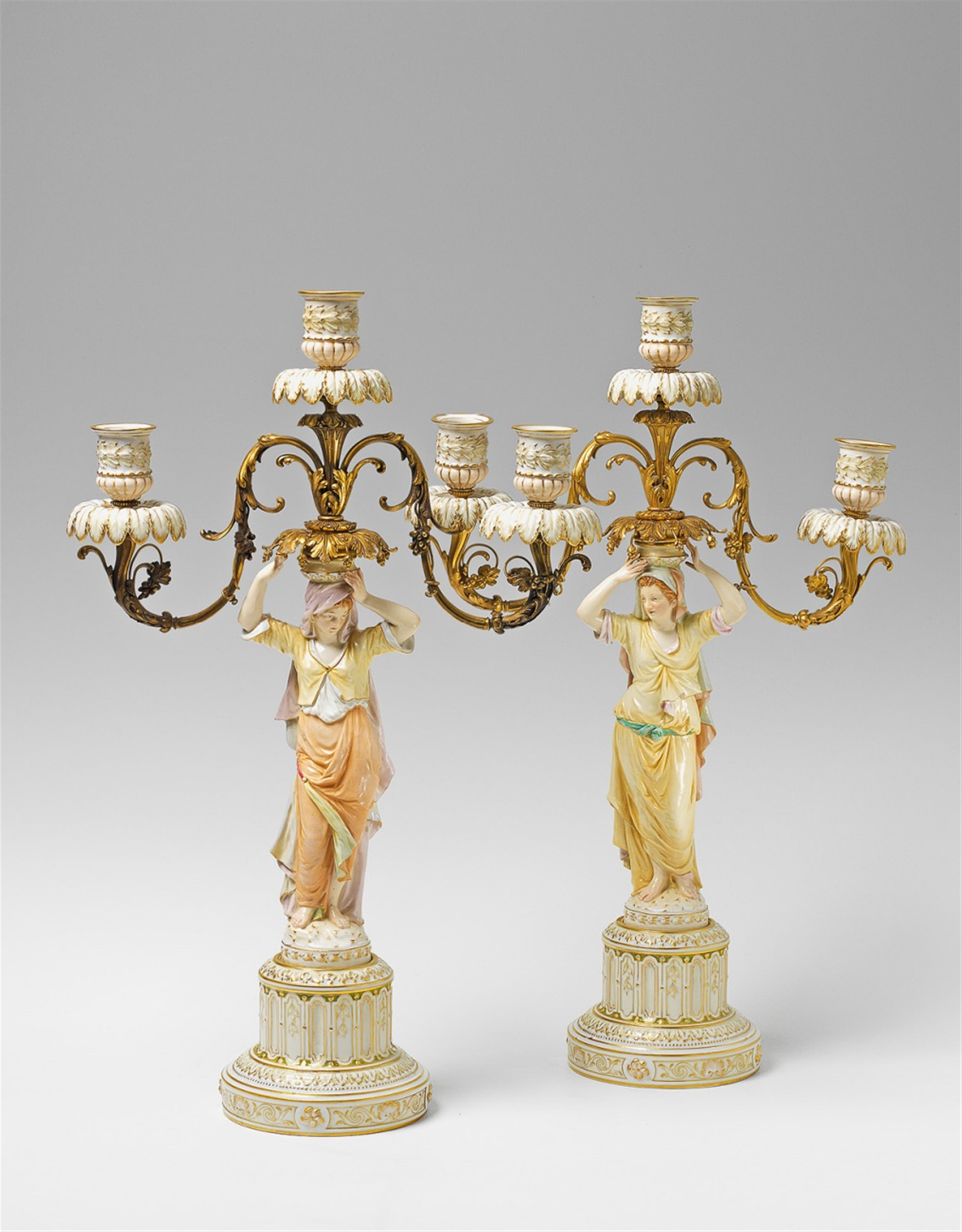 A pair of bronze-mounted Berlin KPM porcelain candelabra. - image-1