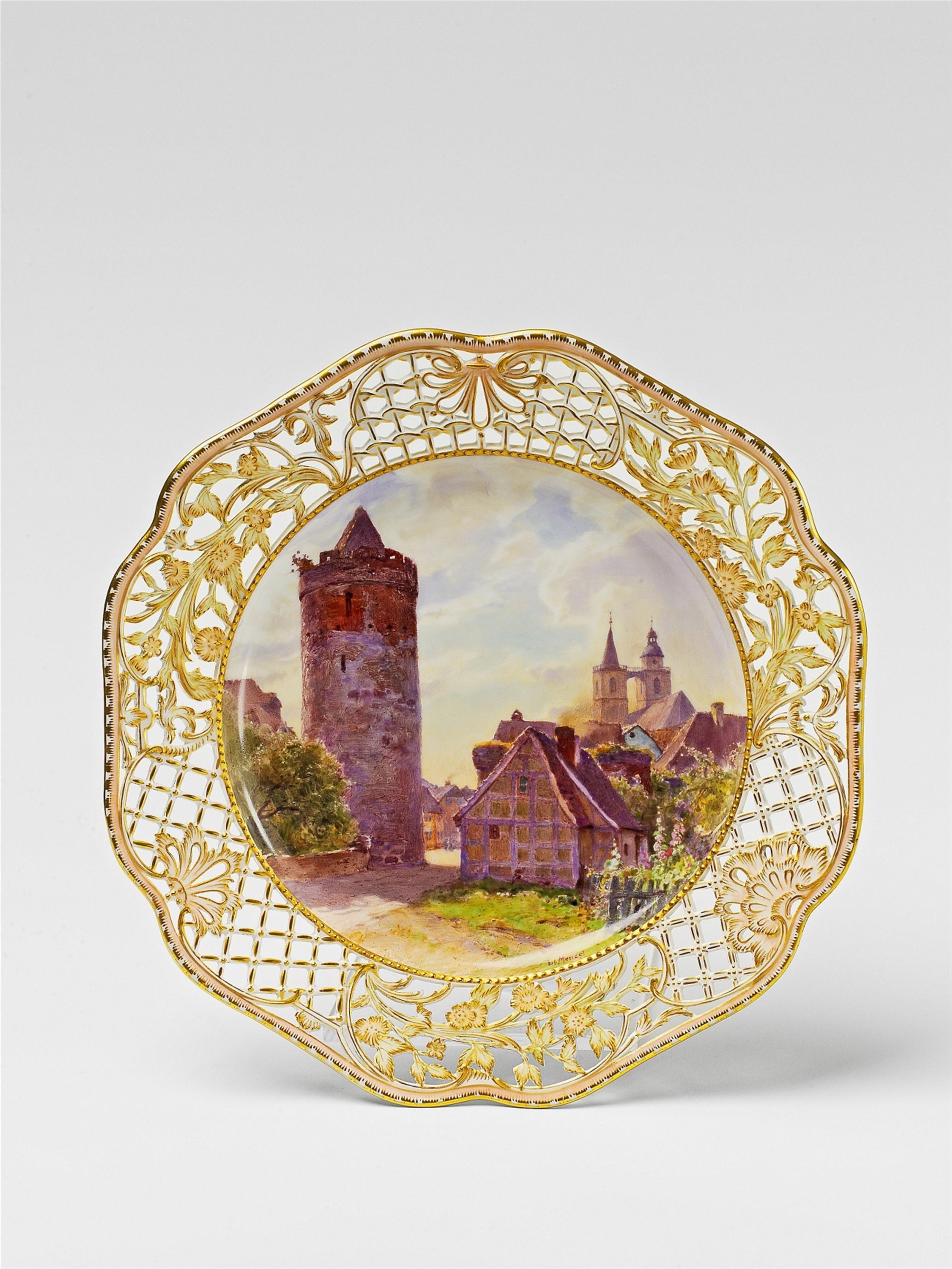 A Berlin KPM porcelain plate with a view of Jüterbog - image-1