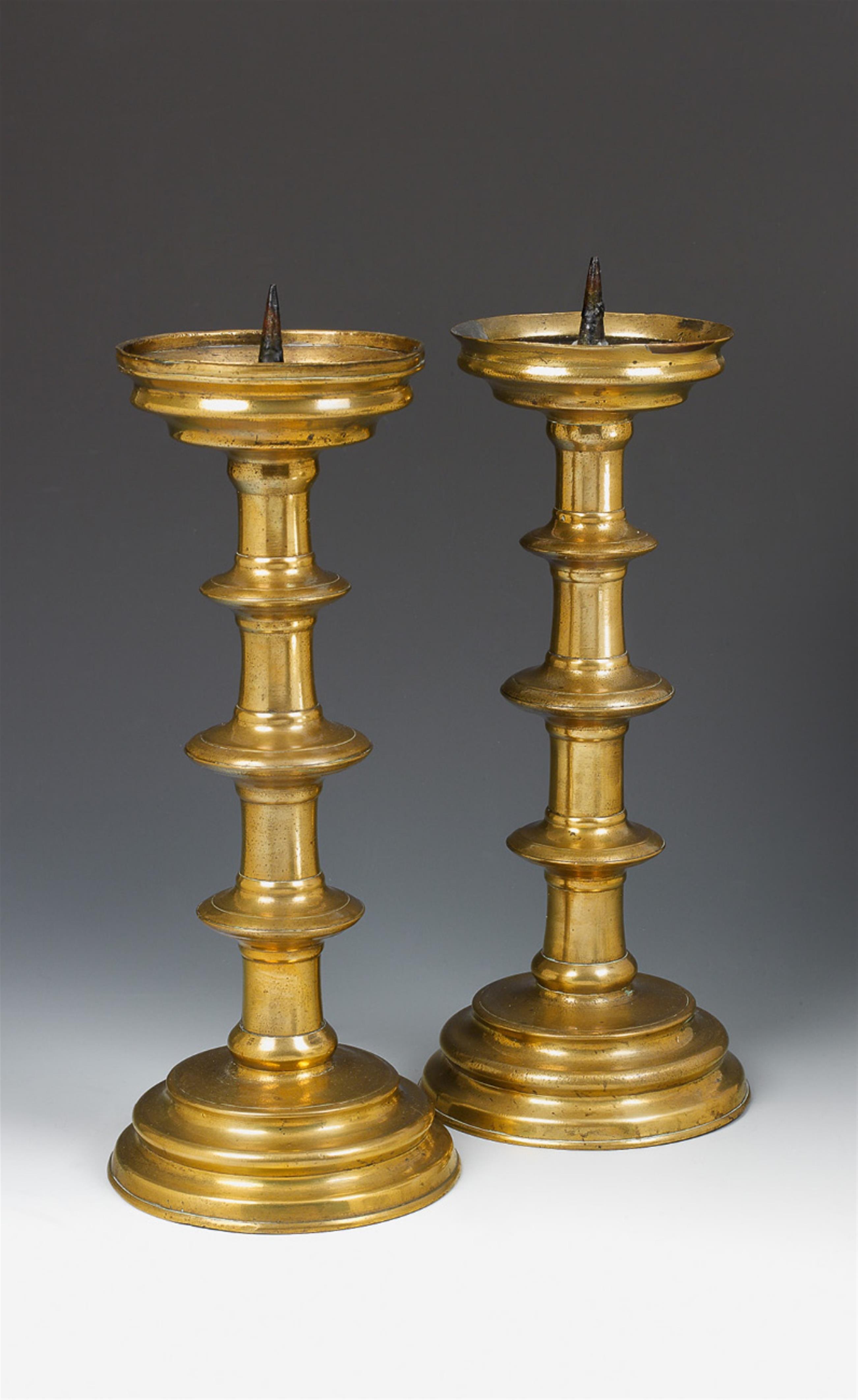 A pair of late Gothic bronze table candlesticks. - image-2