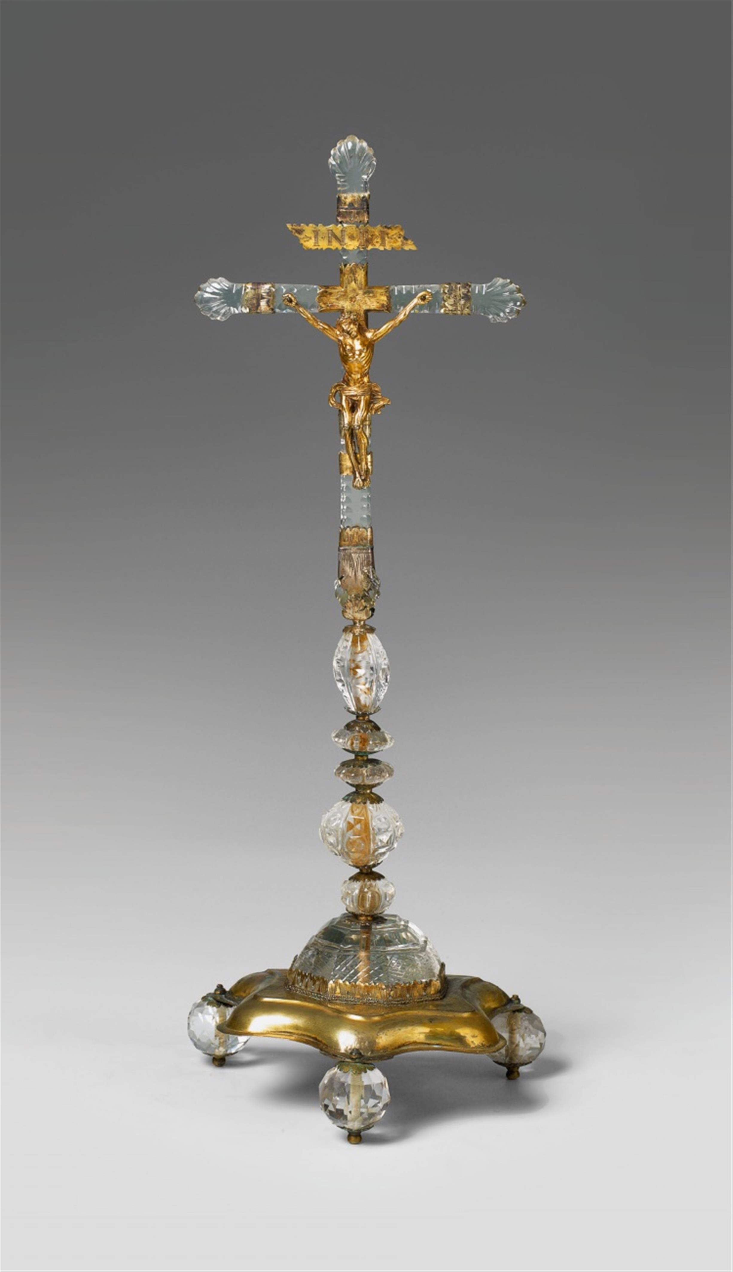 An Upper Italian Historicist rock crystal crucifix. - image-1