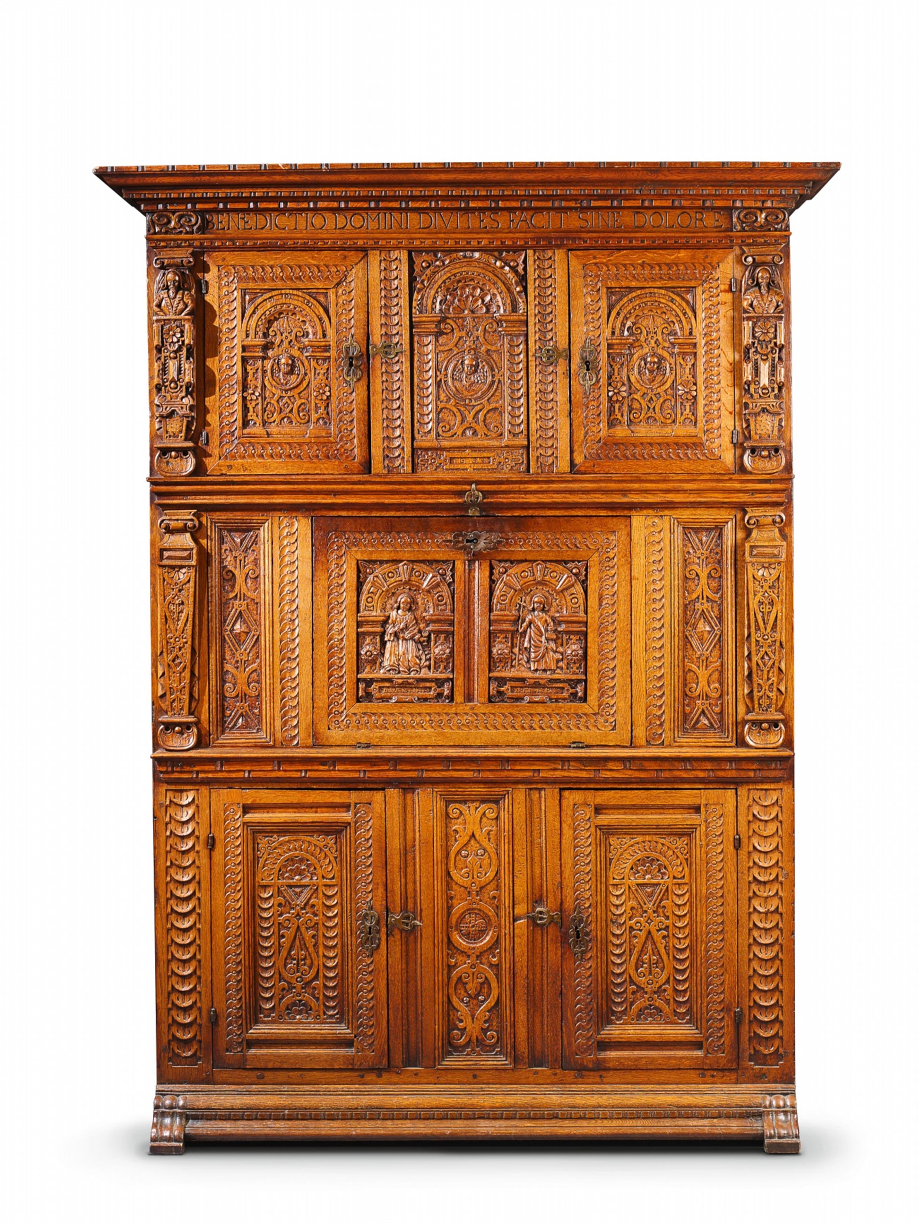 A North German carved oak "schenkschieve" cabinet. - image-1