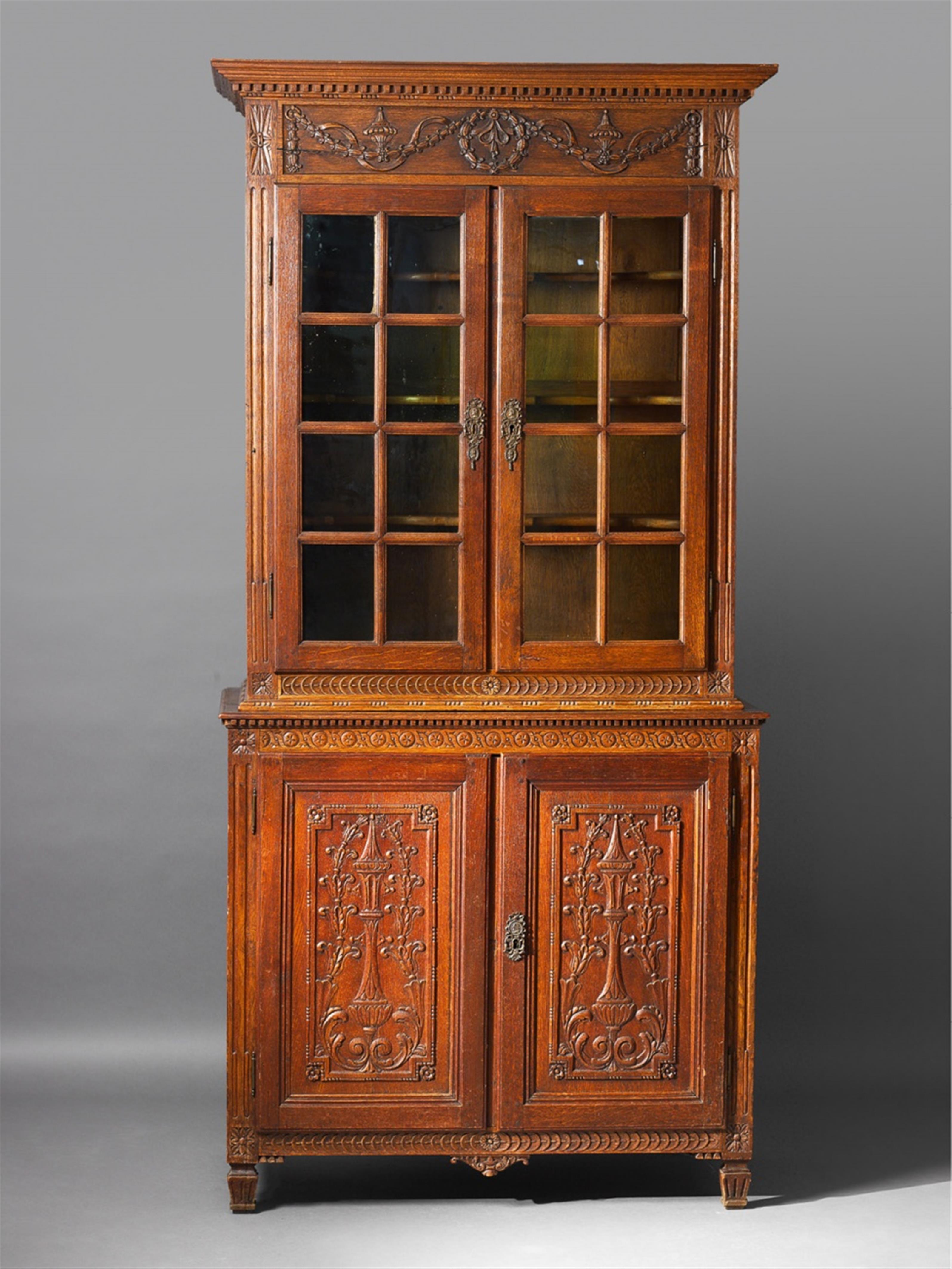A Neoclassical brass mounted oak display cabinet. - image-1