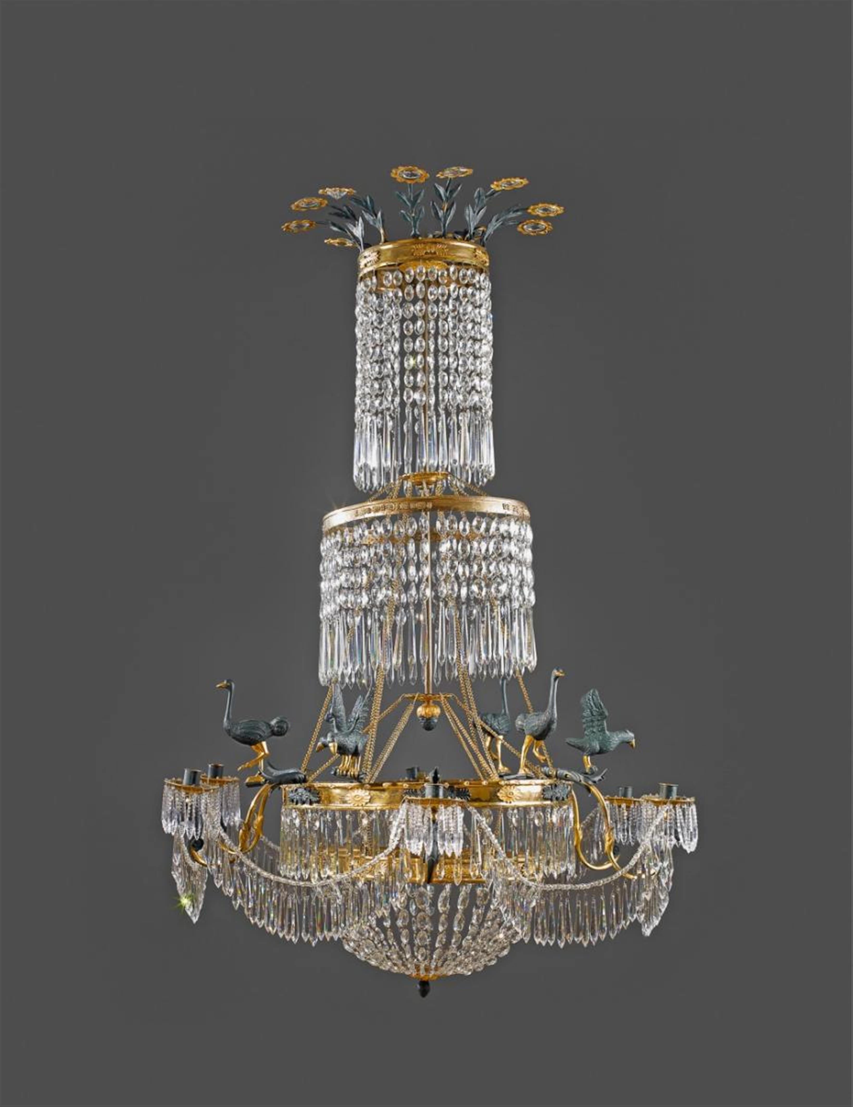 A rare Empire gilt bronze chandelier. - image-1