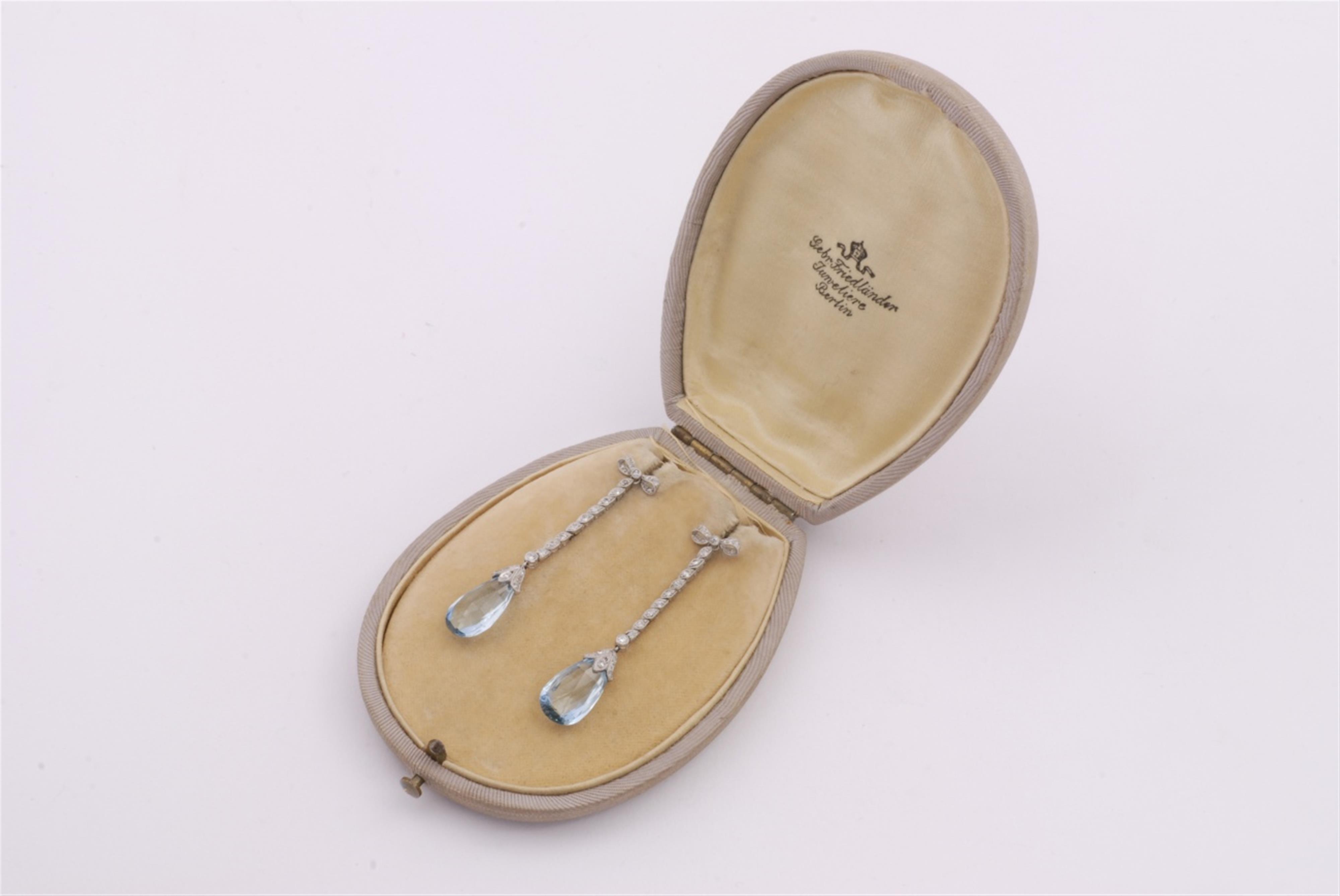 A pair of platinum Art Deco pendant earrings. - image-2