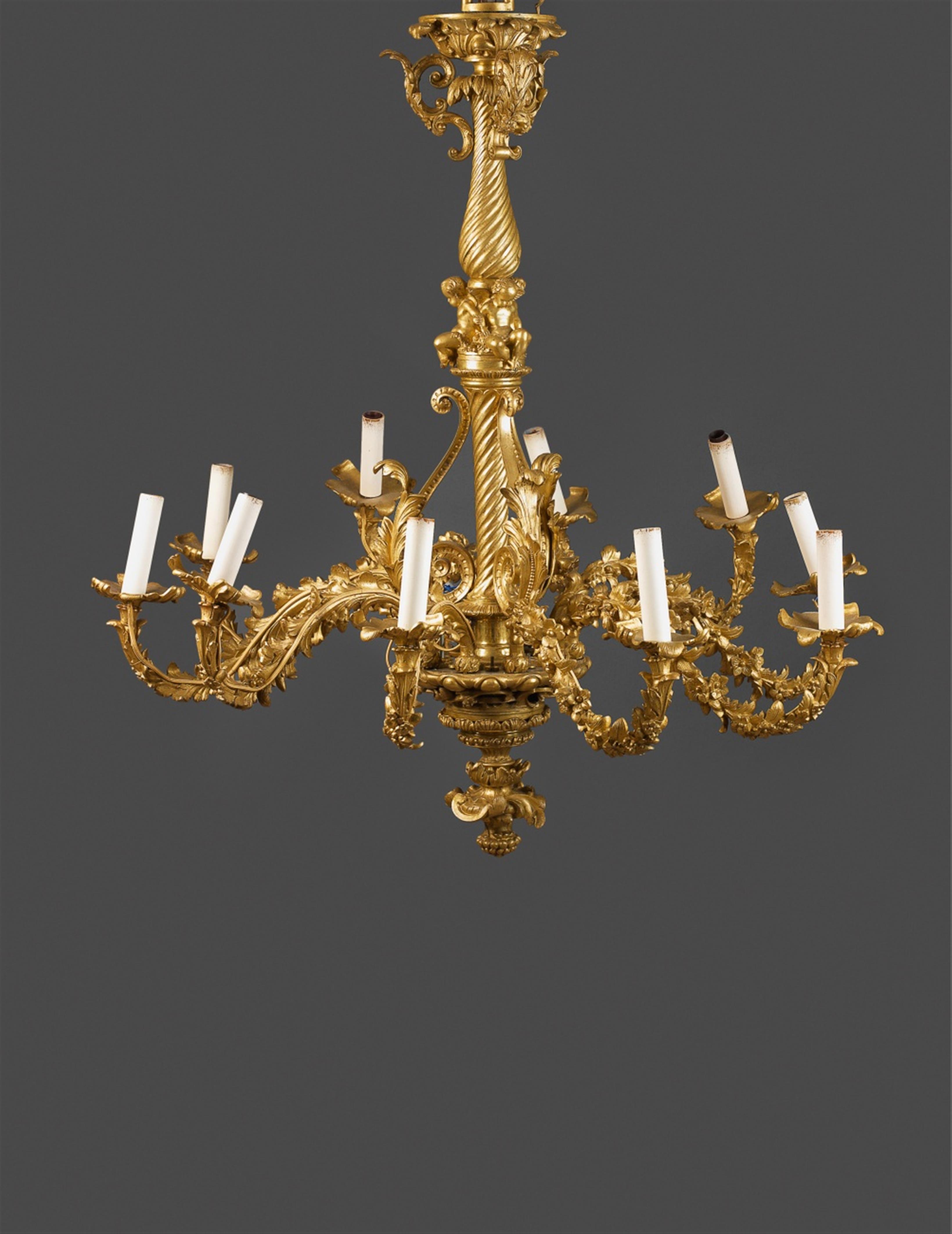 A Parisian Napoleon III ten-flame ormolu chandelier. - image-1