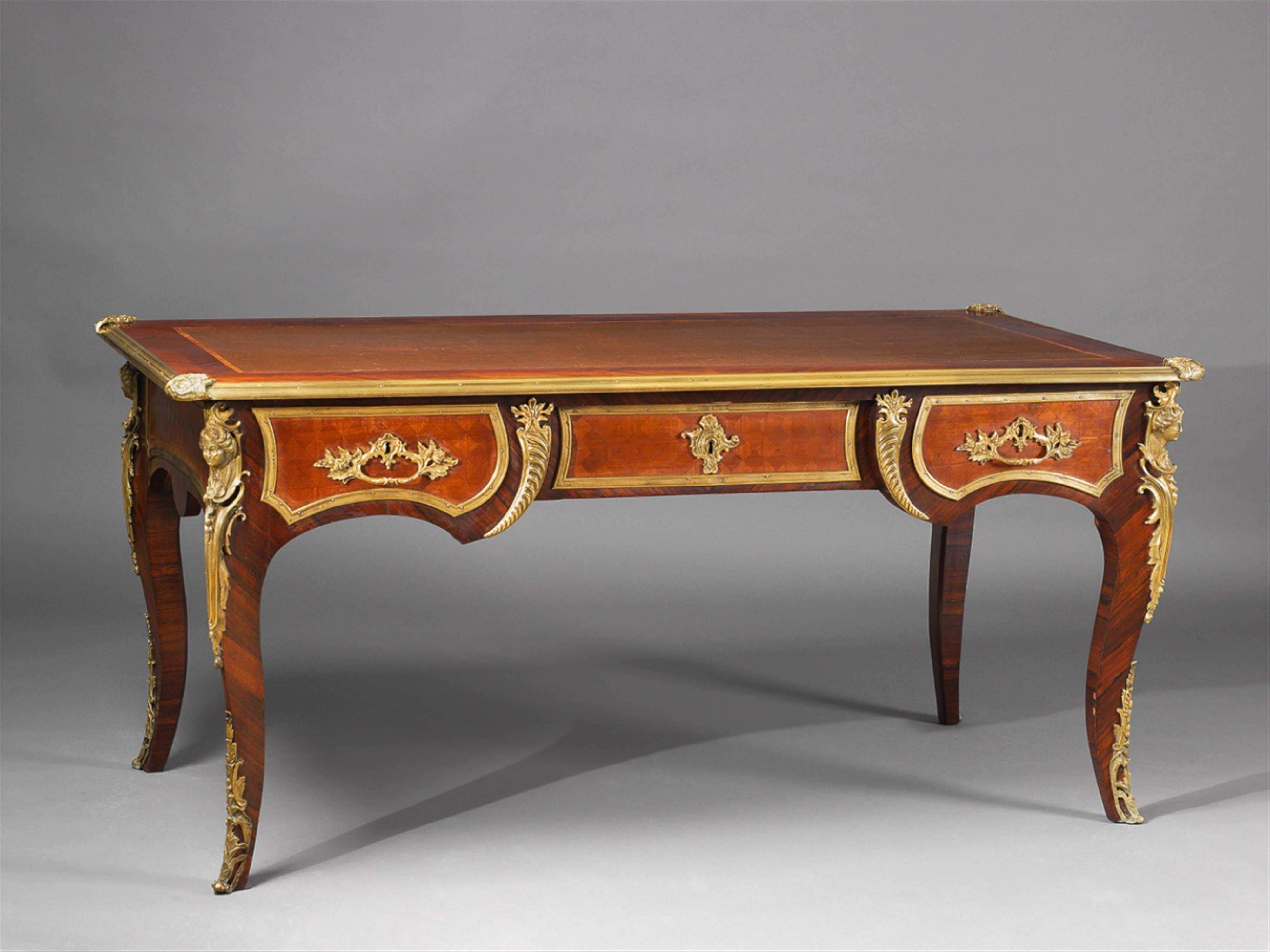An ormolu mounted Louis XV style palisander and tropical wood secretary. - image-1