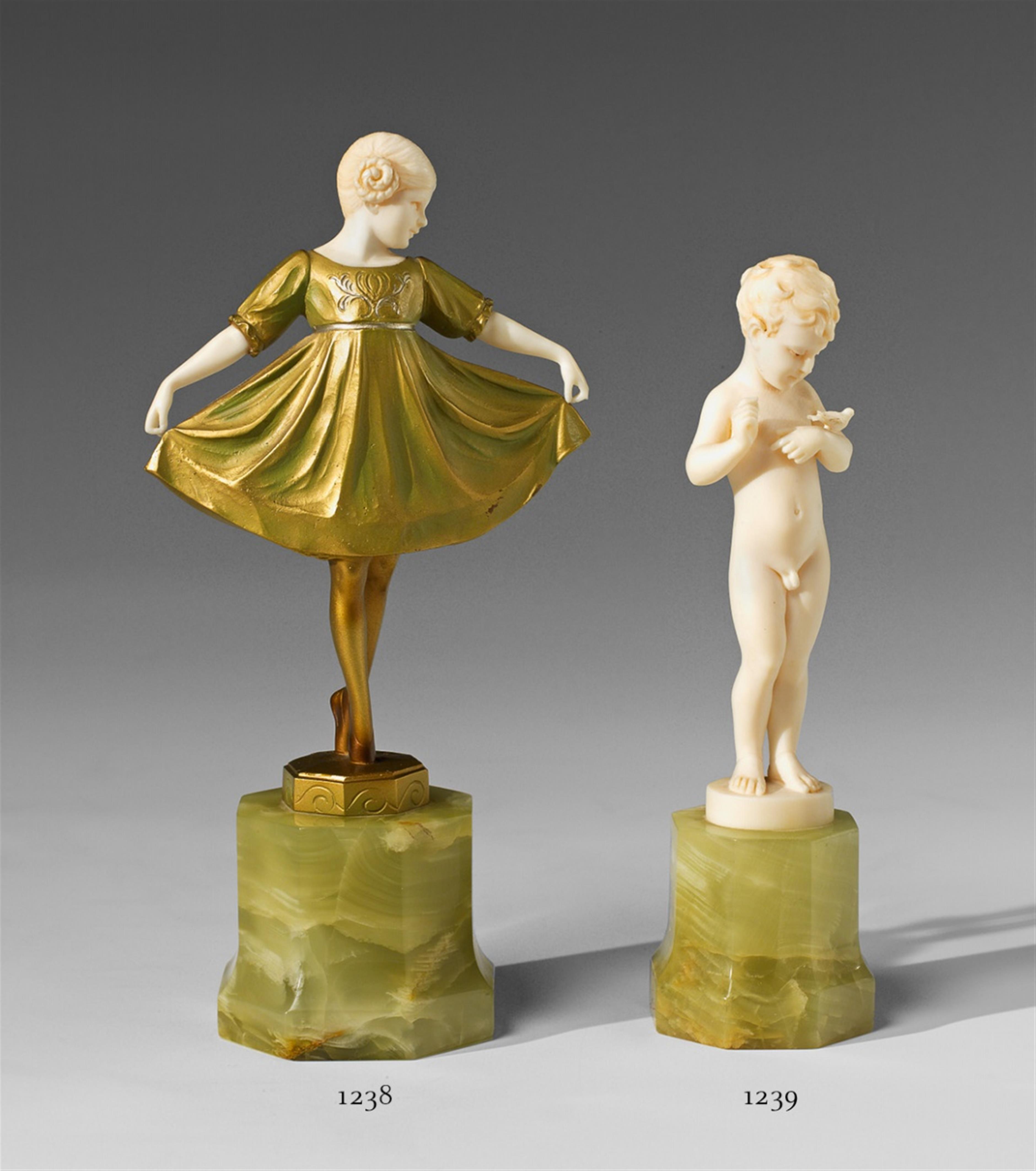 A Berlin ivory figure of a boy with a bird. - image-1