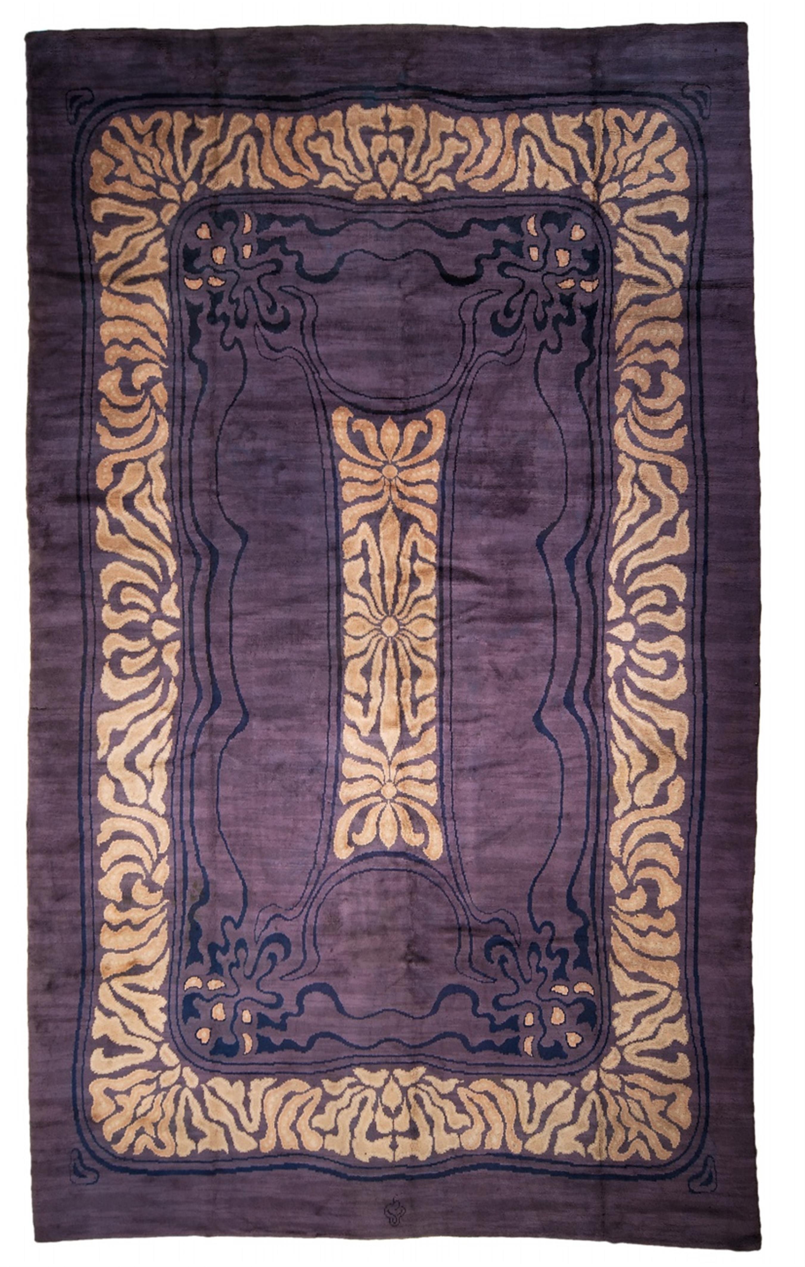 A large, woolen Jugendstil carpet designed by Otto Eckmann - image-1