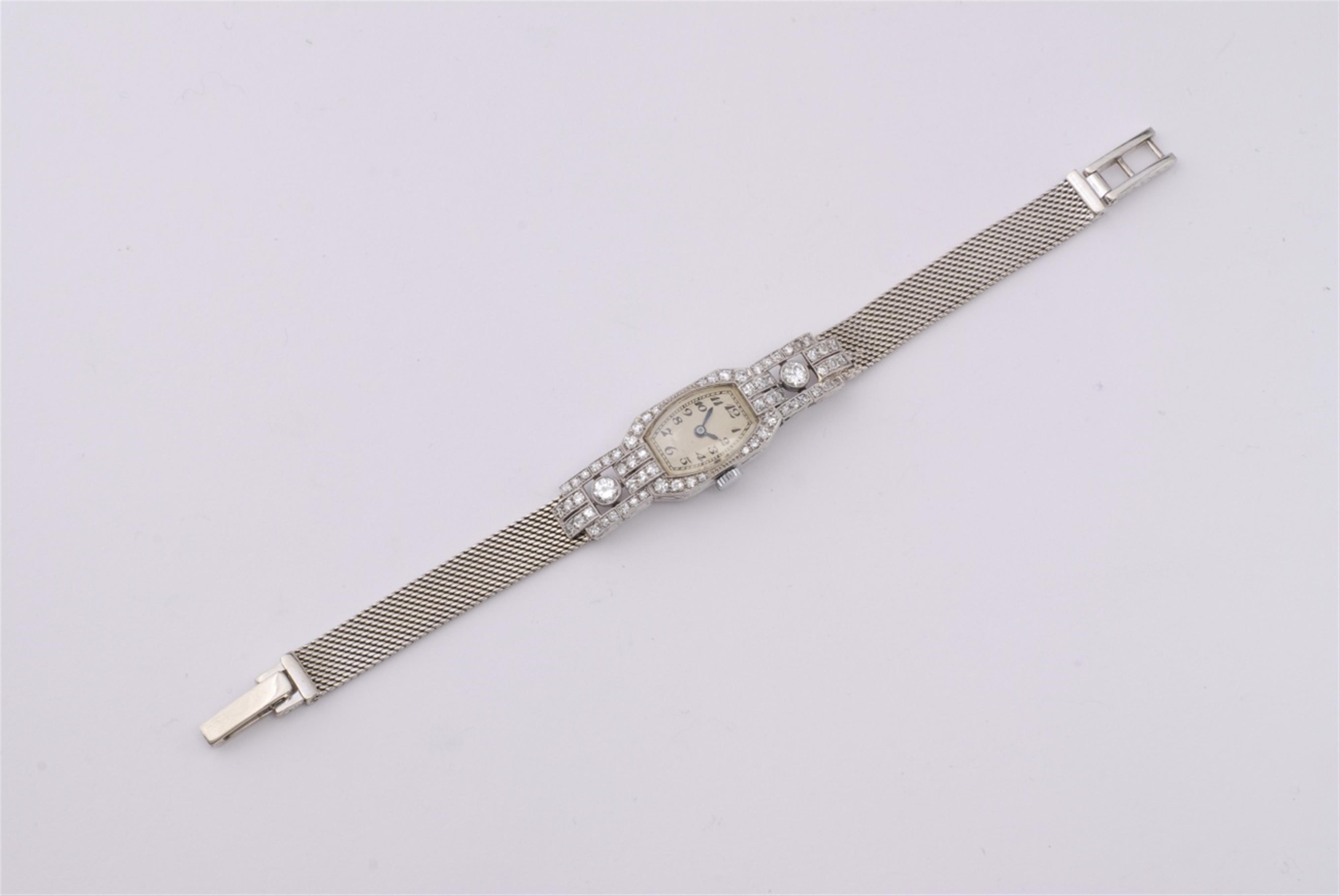 An 18k white gold Art Deco cocktail wrist watch. - image-1