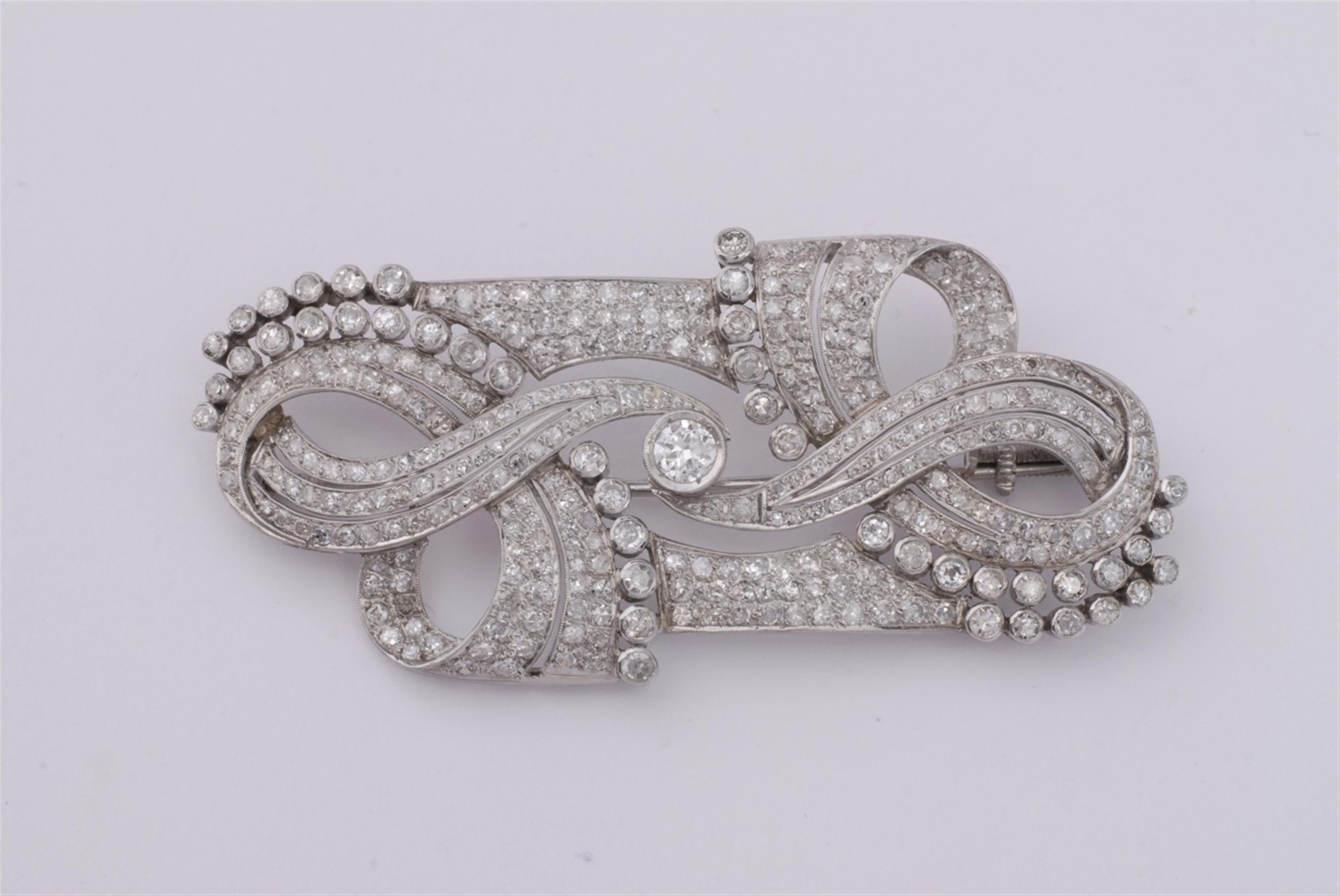 A platinum and diamond Art Deco brooch. - image-1