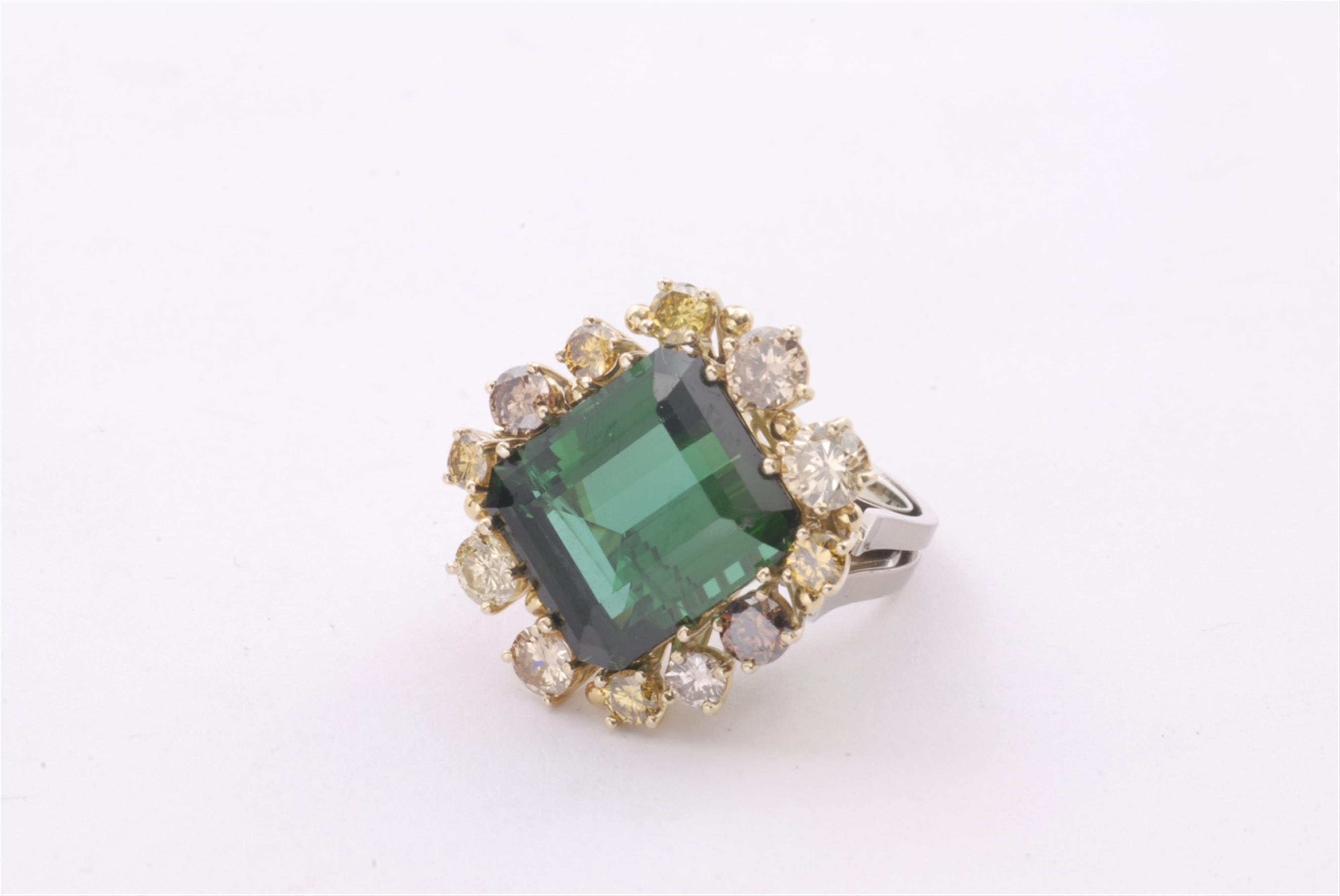 An 18k gold, white gold and tourmaline cocktail ring - image-2
