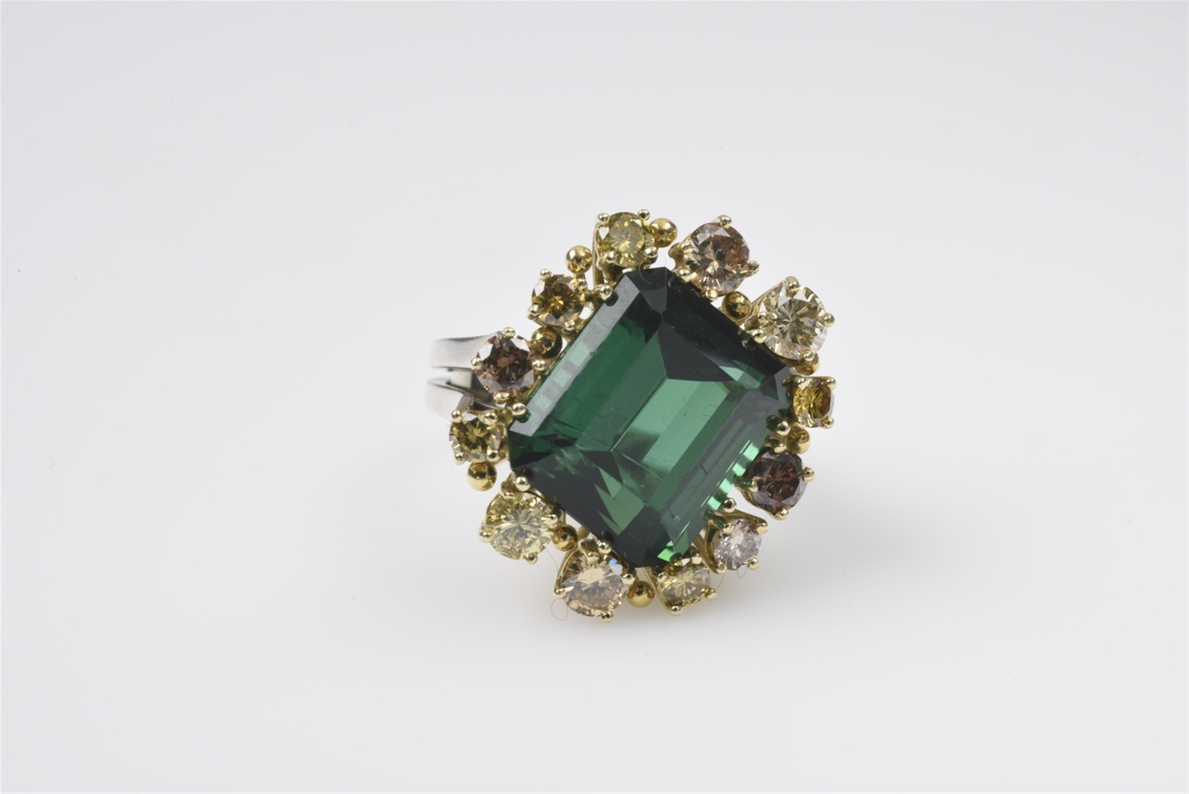 An 18k gold, white gold and tourmaline cocktail ring - image-1