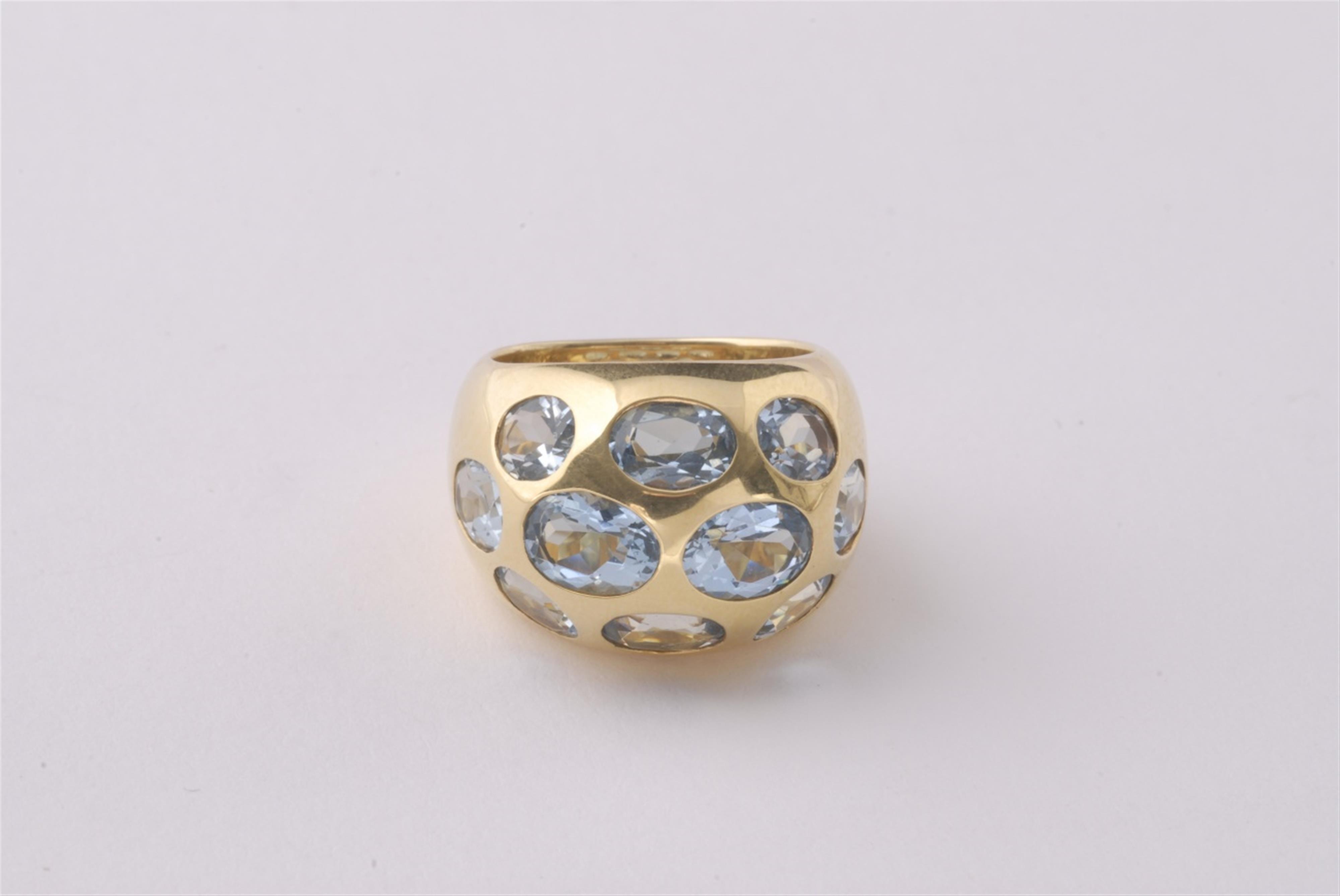 An 18k gold and aquamarine "Dome" ring. - image-1
