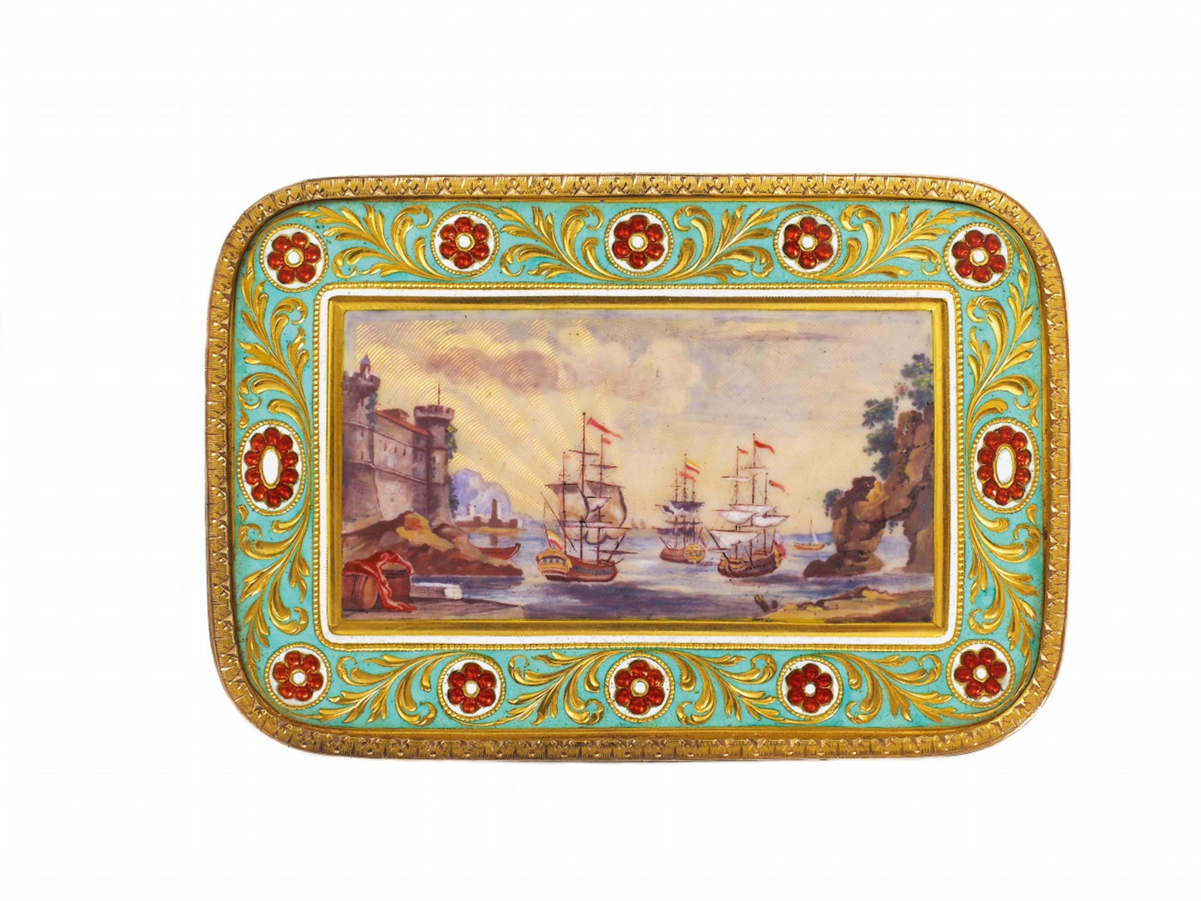A Suisse 18 ct gold and enamel snuff box with London marks - image-2