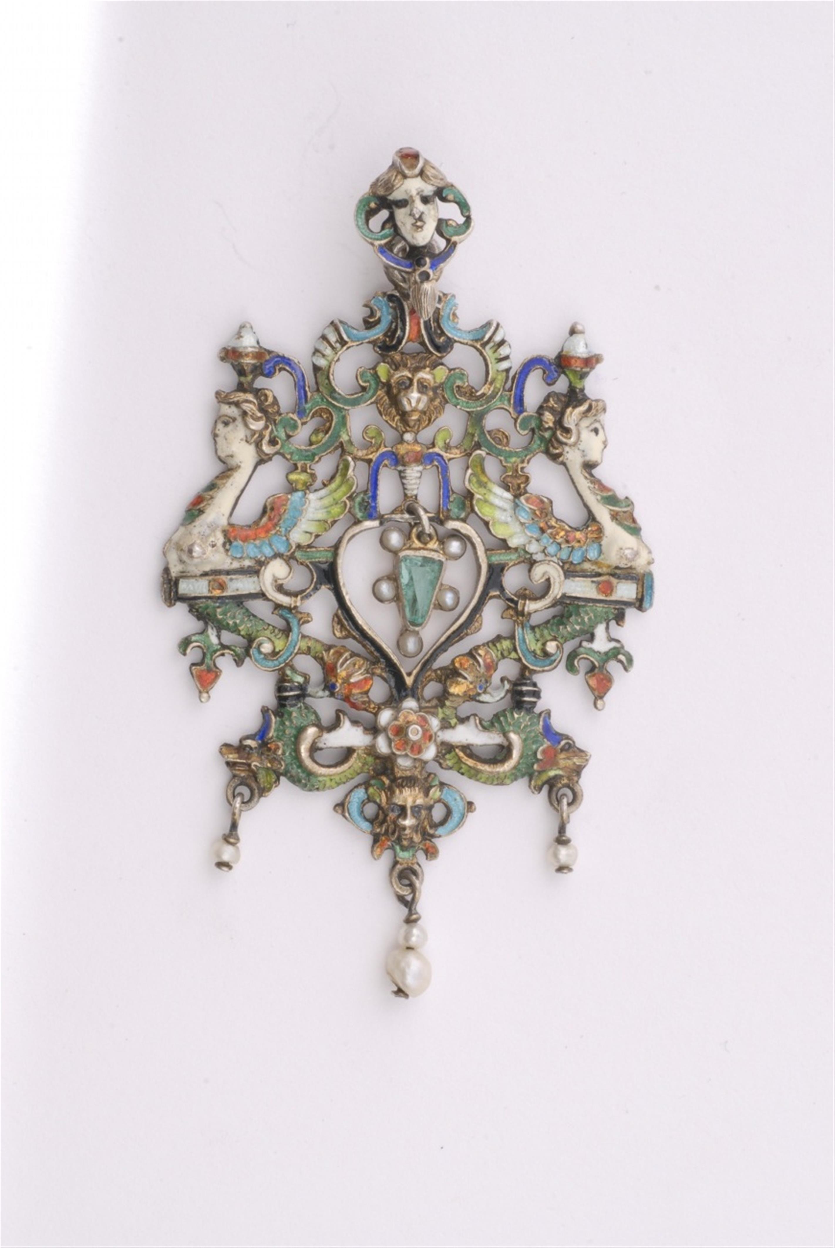 A silver and enamel Neorenaissance pendant. - image-1