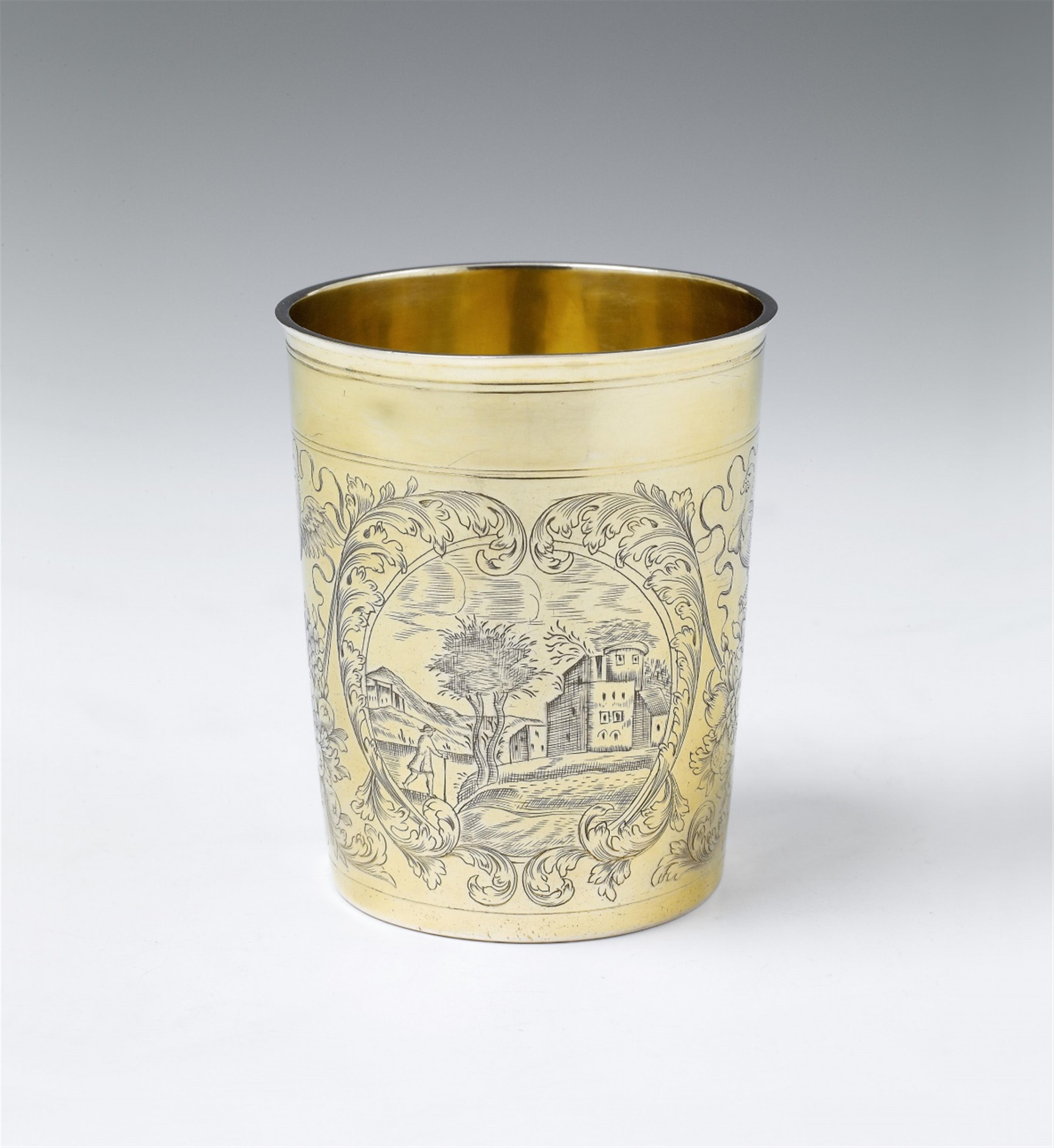 An Augsburg partially gilt silver beaker - image-1