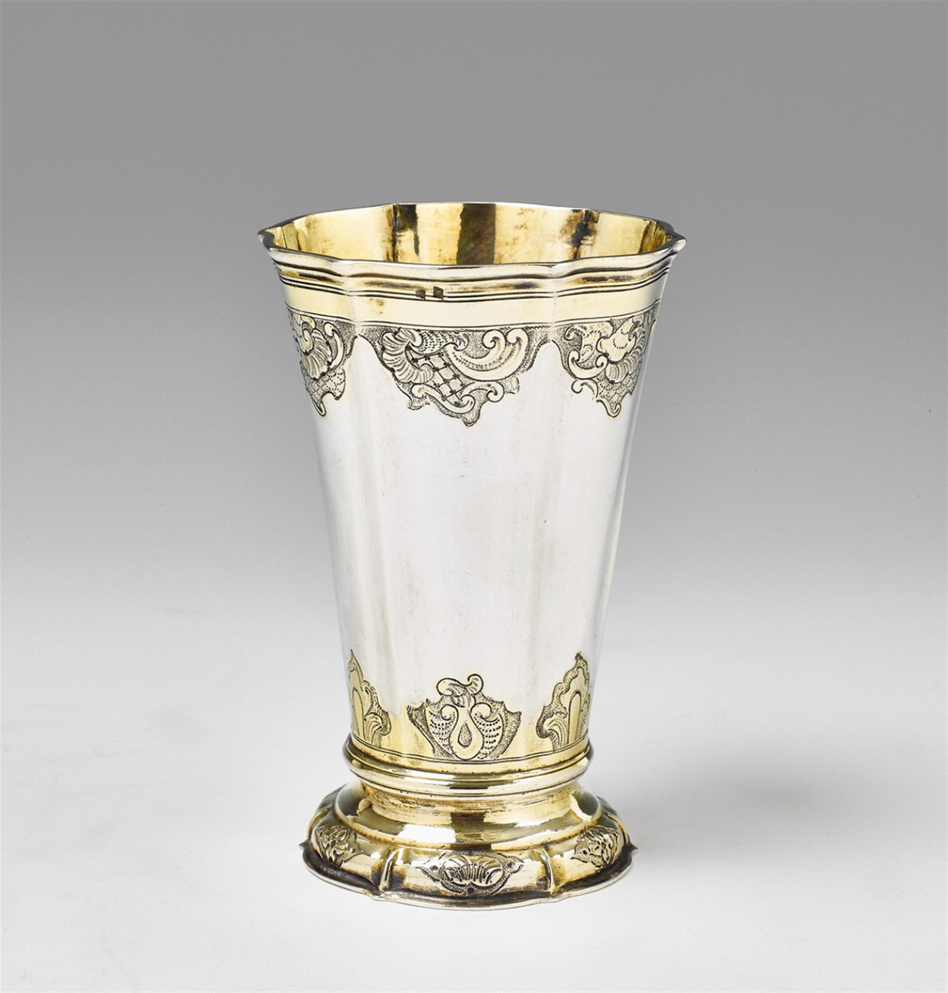 An Augsburg rococo partially gilt silver beaker - image-1