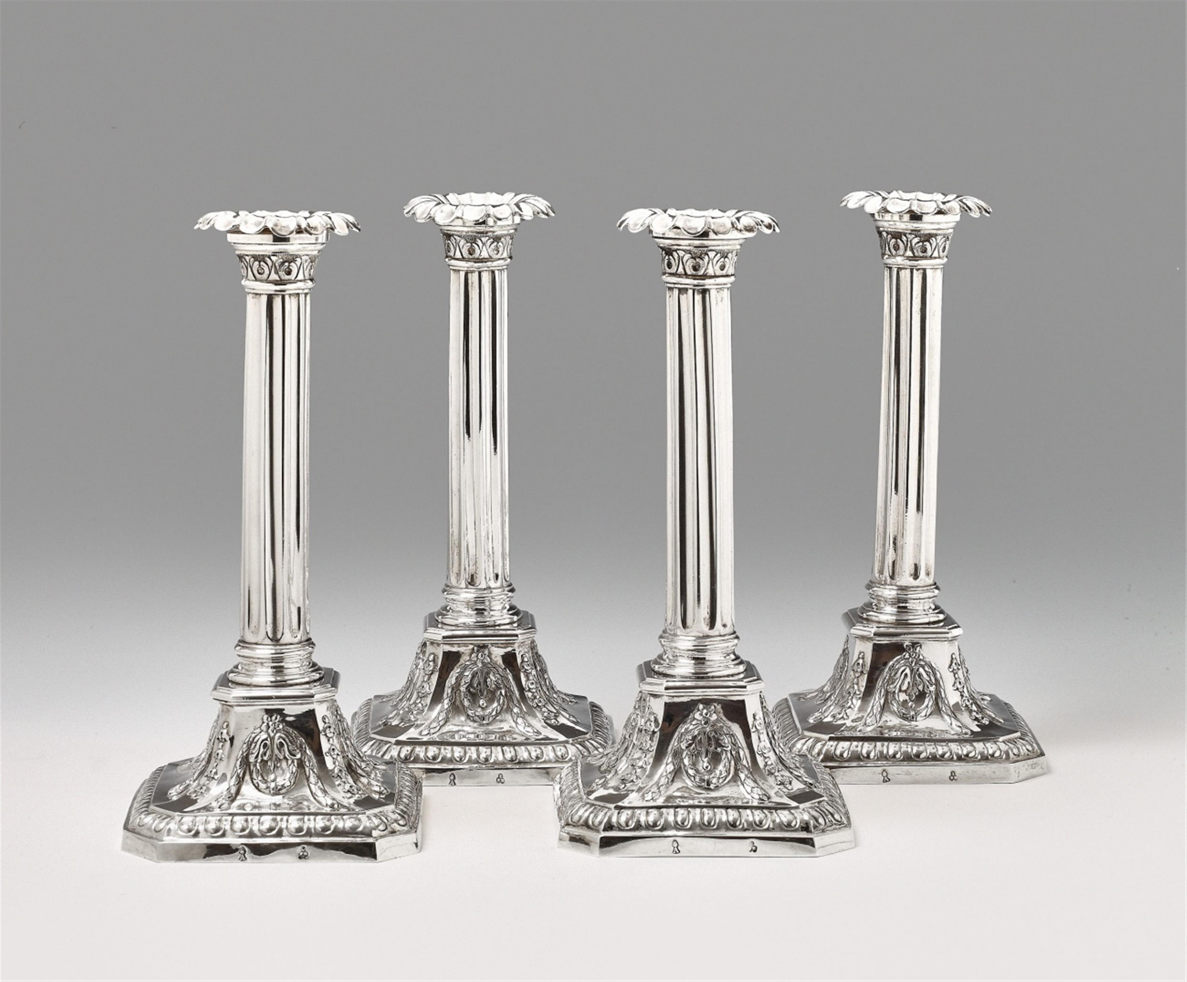A set of four Augsburg silver Louis XVI candlesticks - image-1