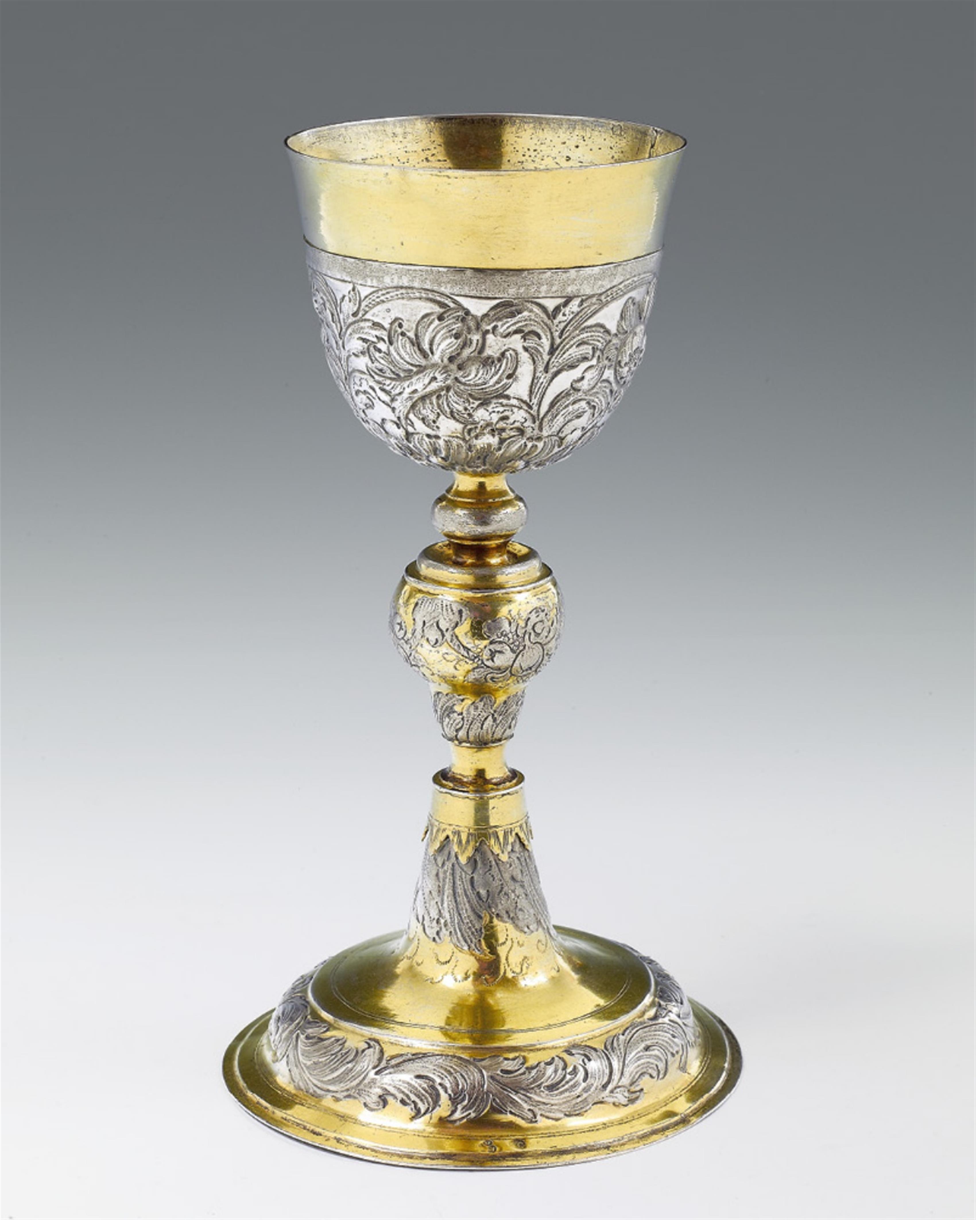 A Thorn partially gilt silver communion chalice - image-1