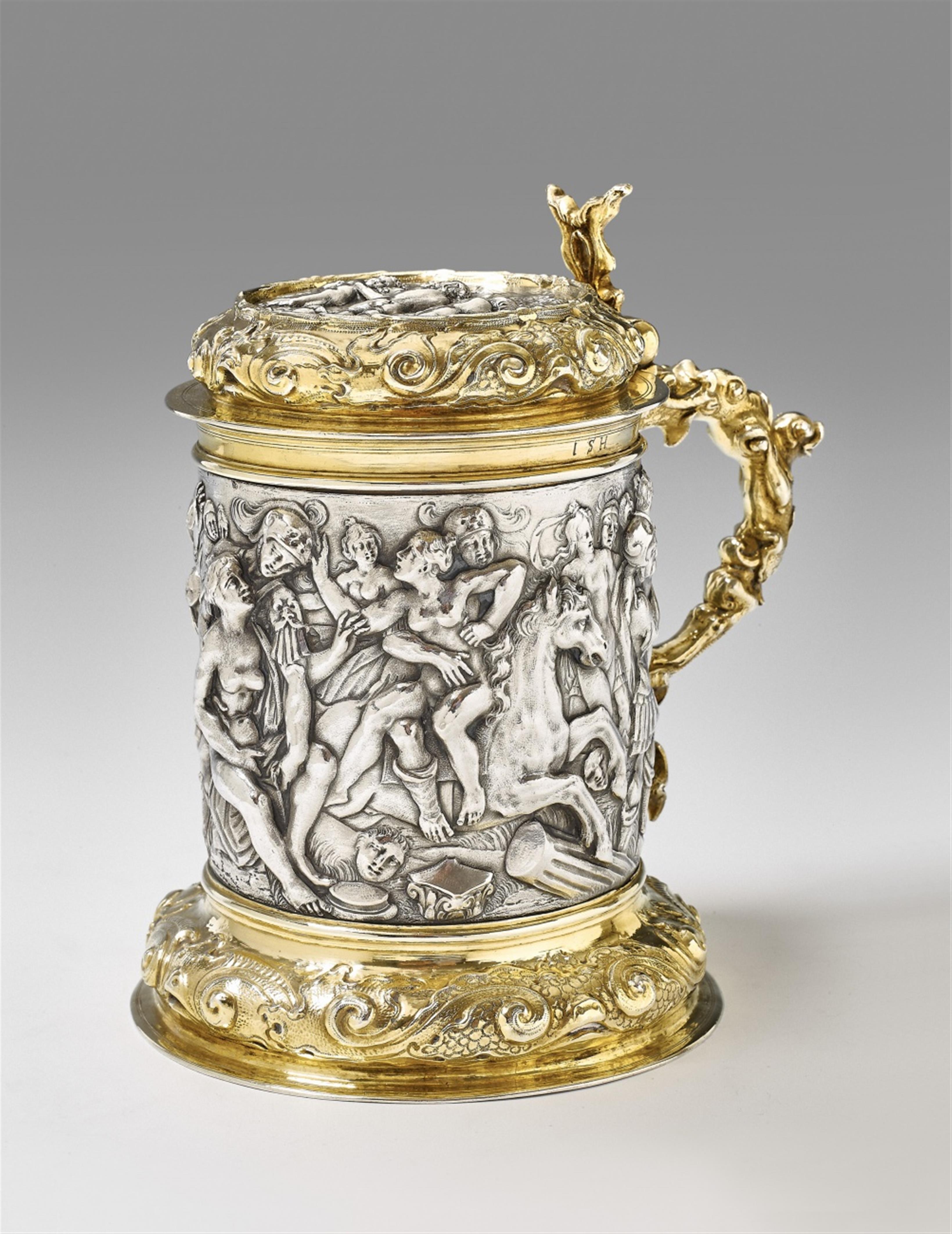 A museum quality Hamburg partially gilt silver tankard - image-1