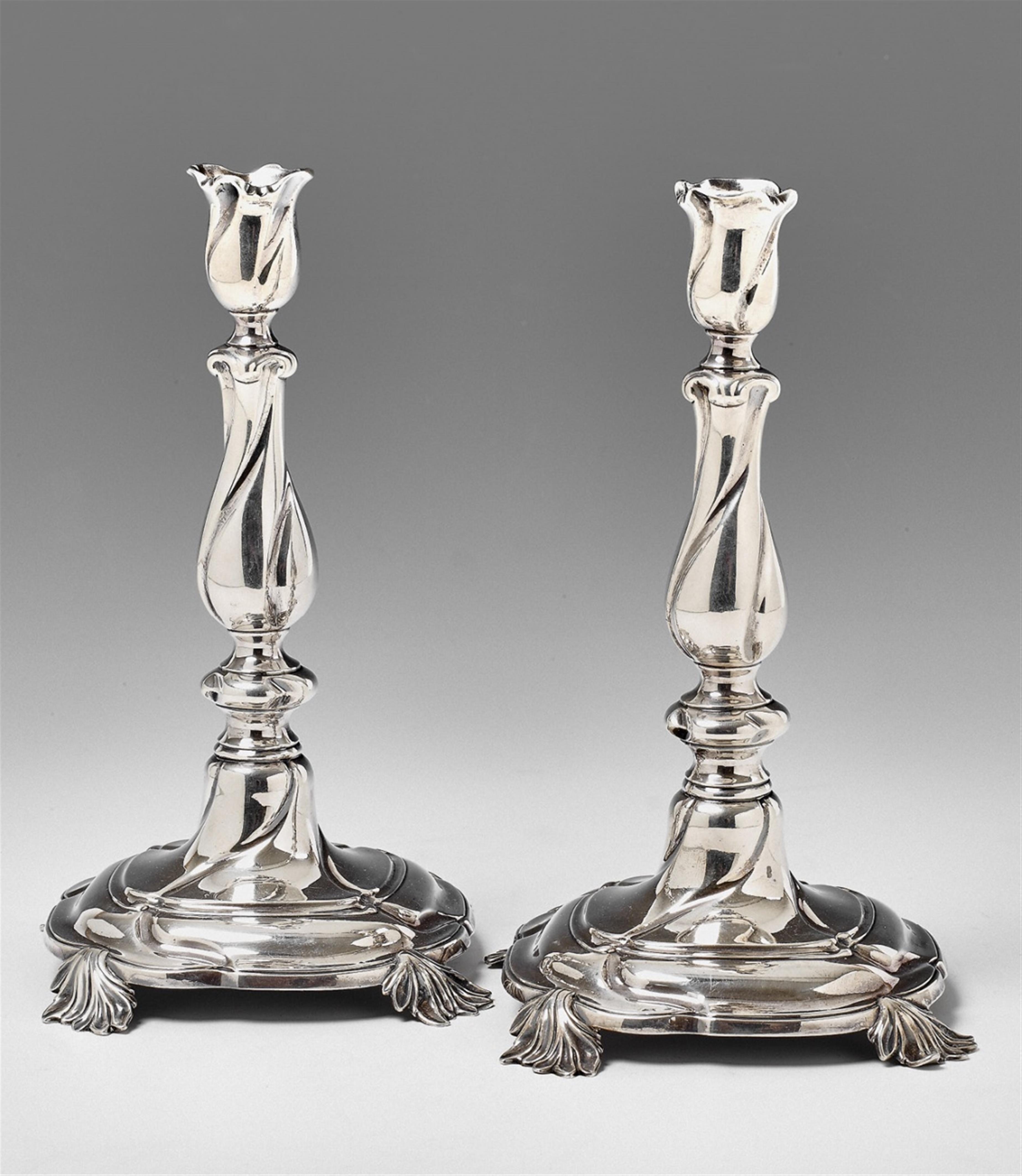 A pair of Dutch silver candlesticks - image-1