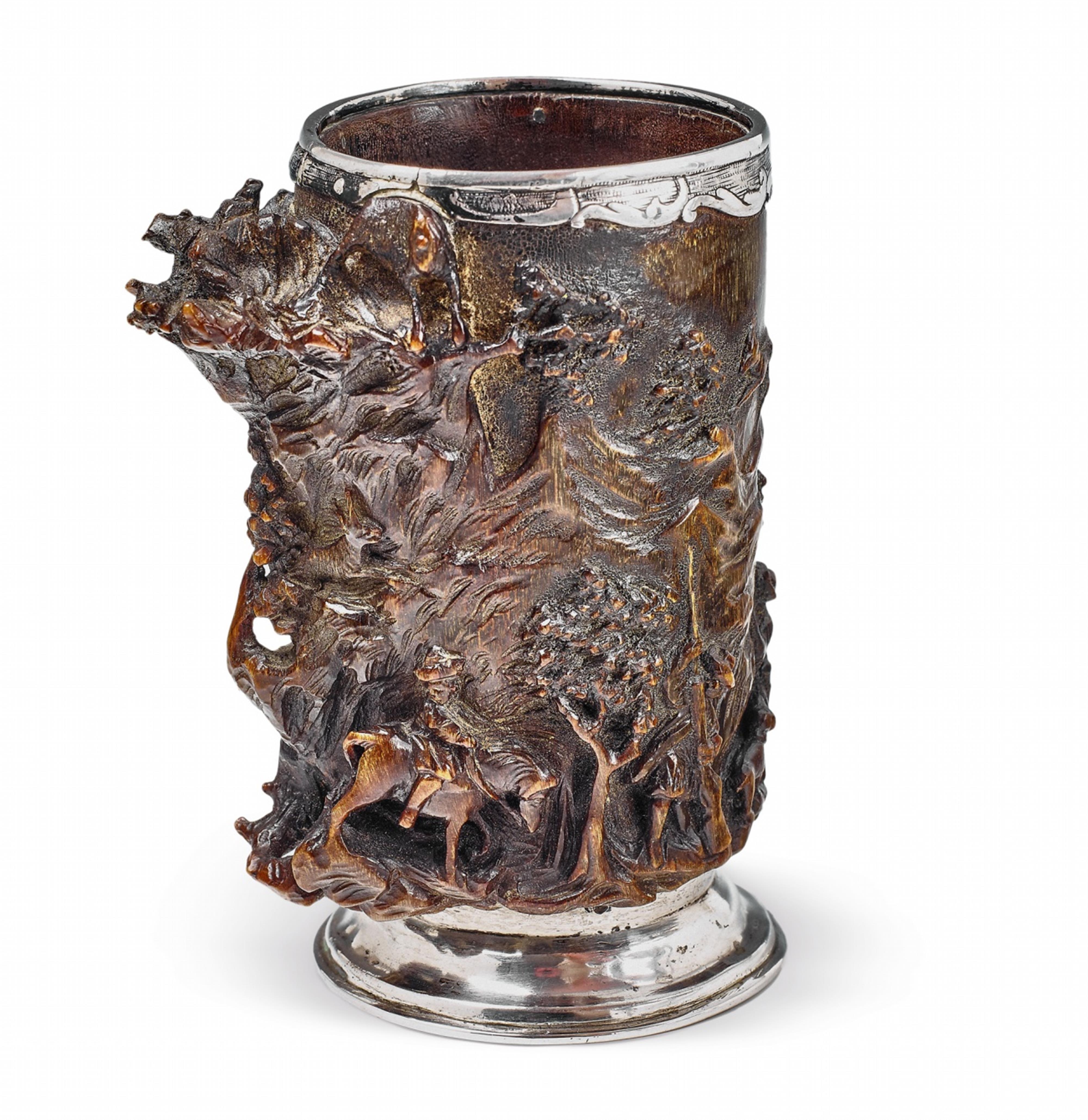 A Salzburg silver-mounted goat horn beaker - image-1