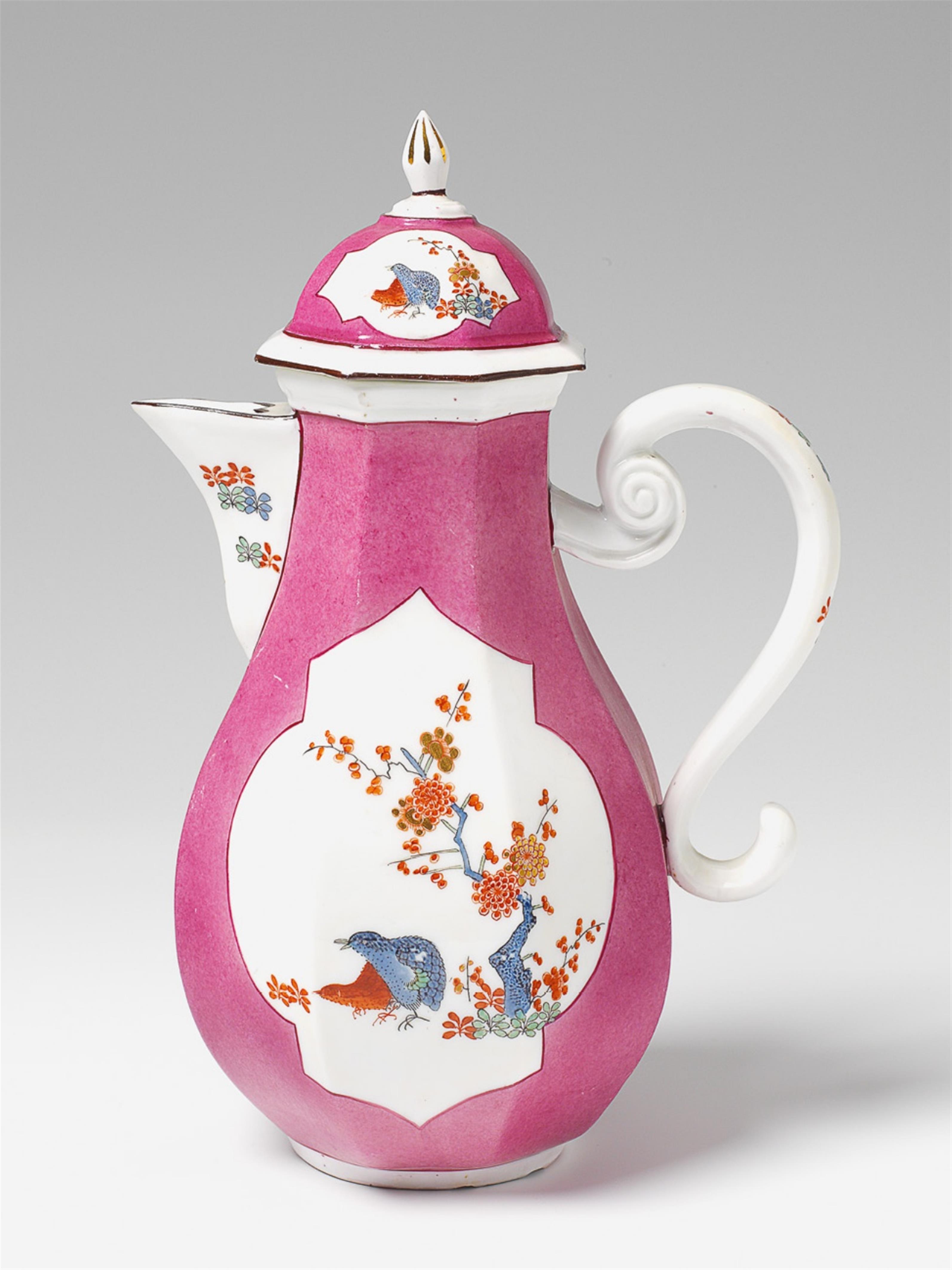 A Meissen porcelain coffee pot with quail decor. - image-1
