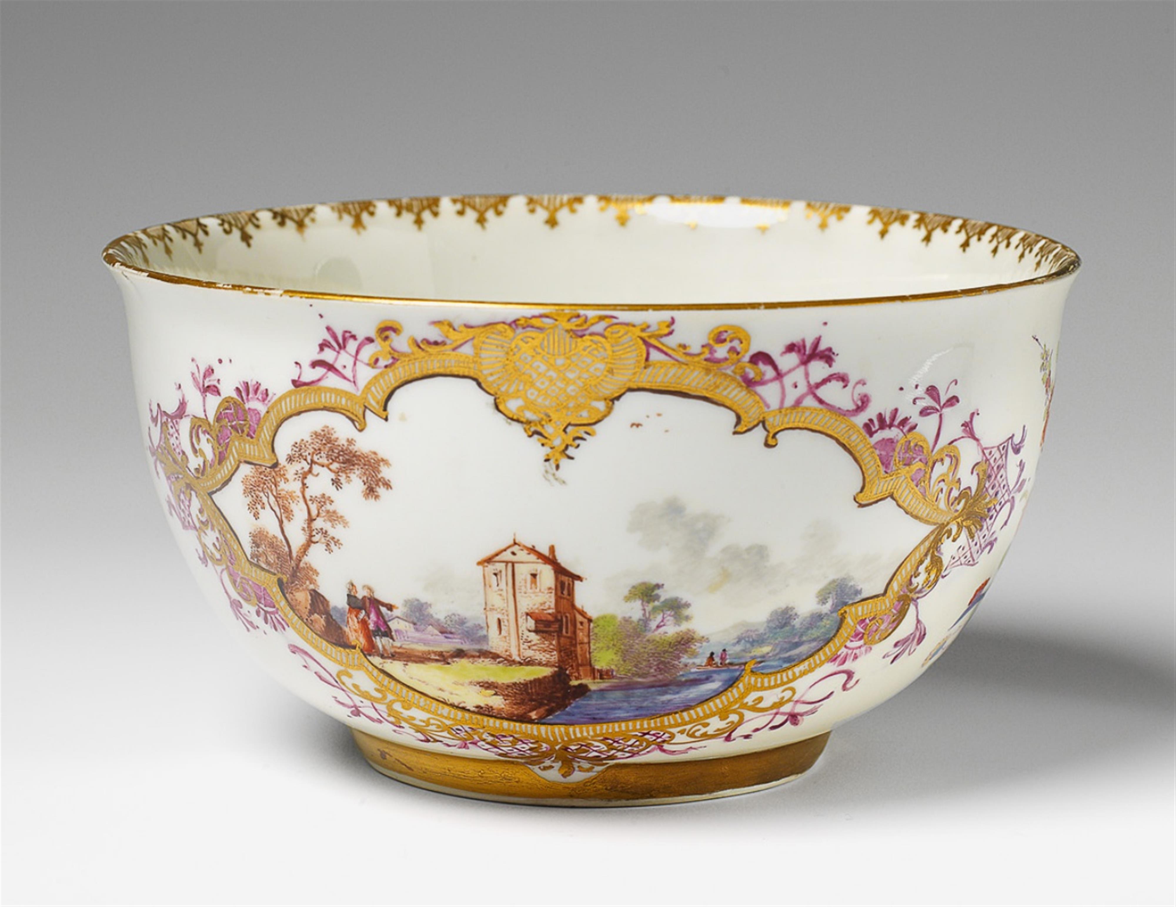 A Meissen porcelain bowl with European landscape decor. - image-1