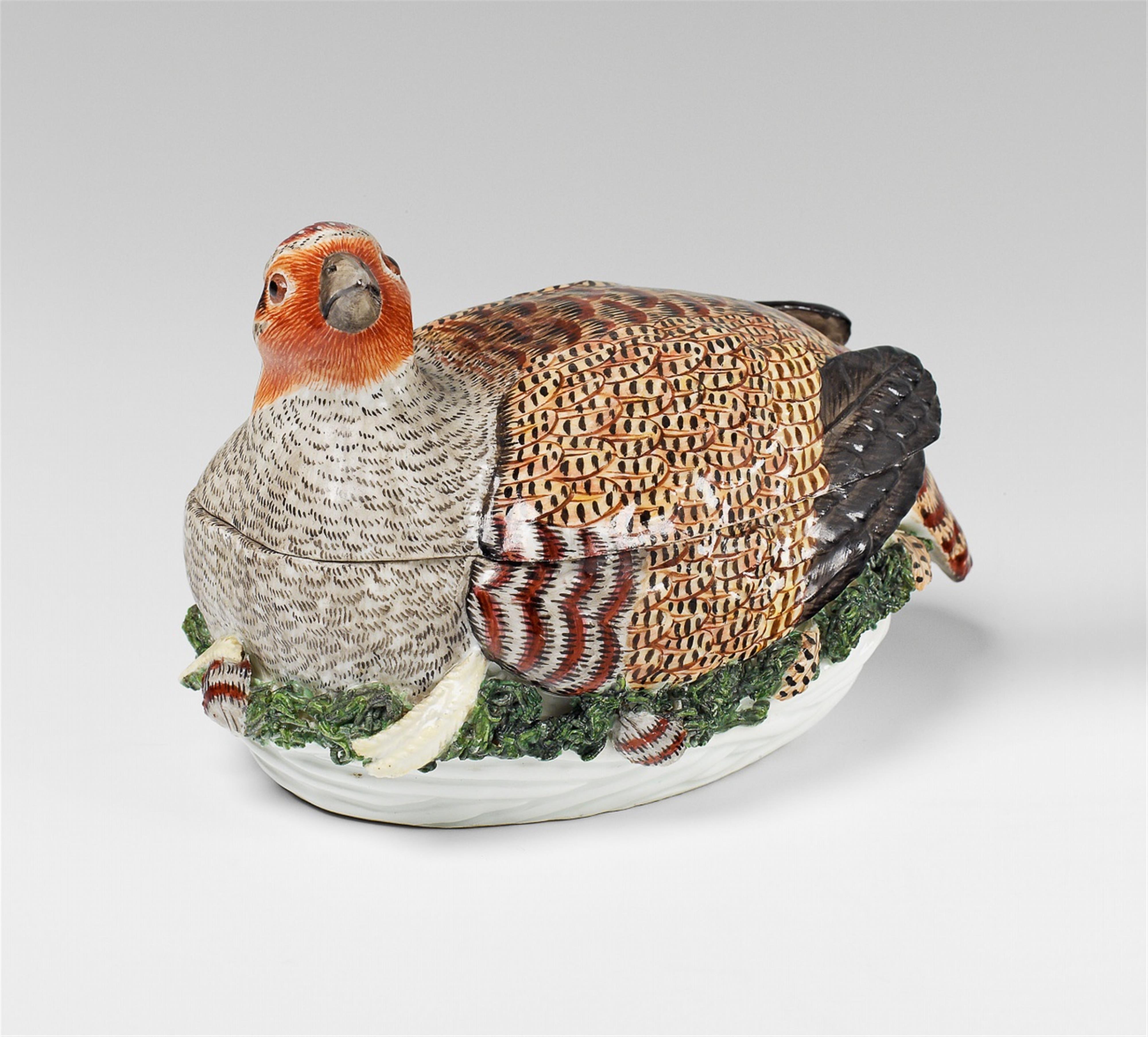 A Meissen porcelain tureen formed as a nesting partridge. - image-1