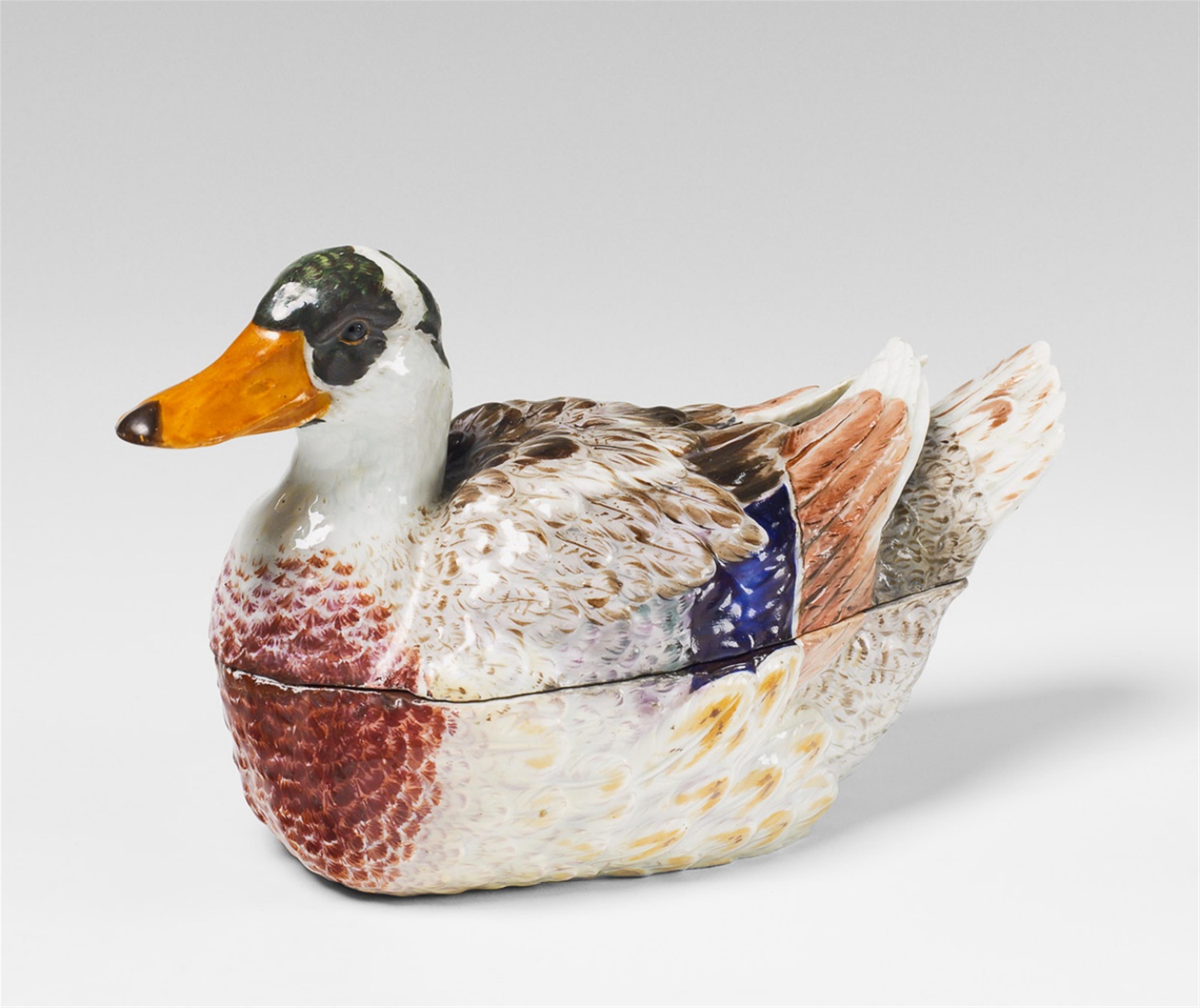 A Meissen porcelain tureen formed as a duck. - image-1